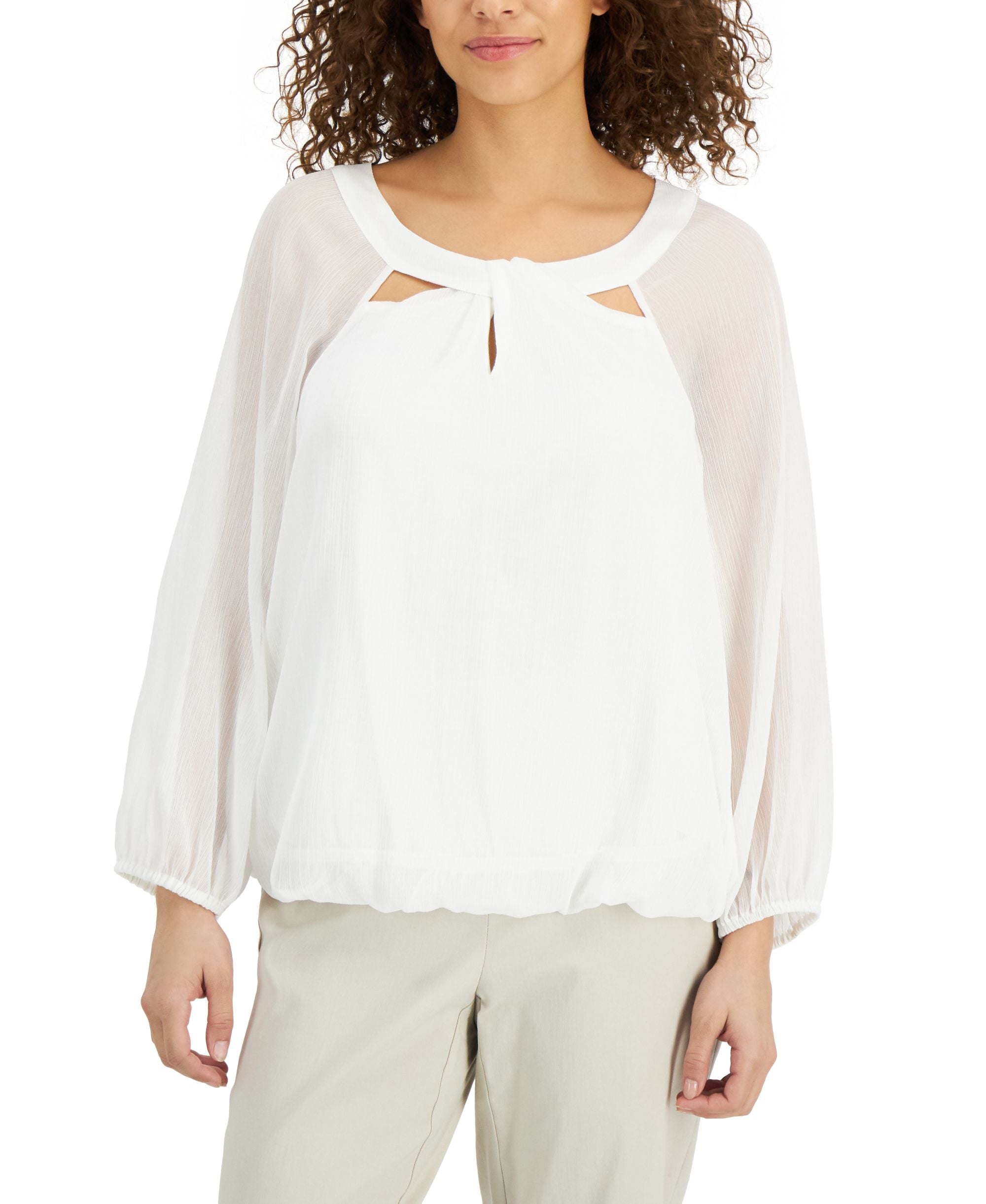 JM Collection Metallic Detail Keyhole Top
