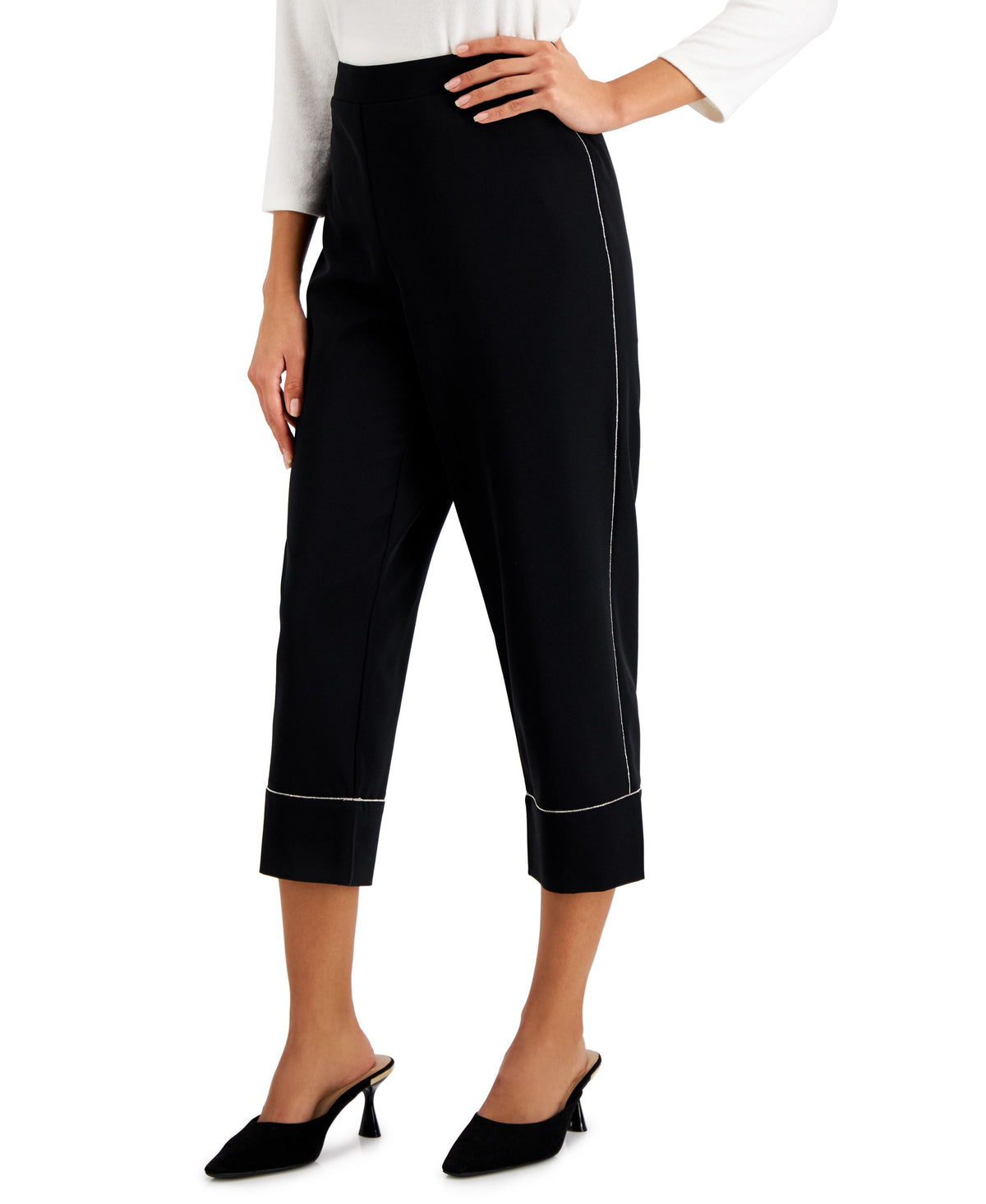 Pull-On Beaded Capri Pants