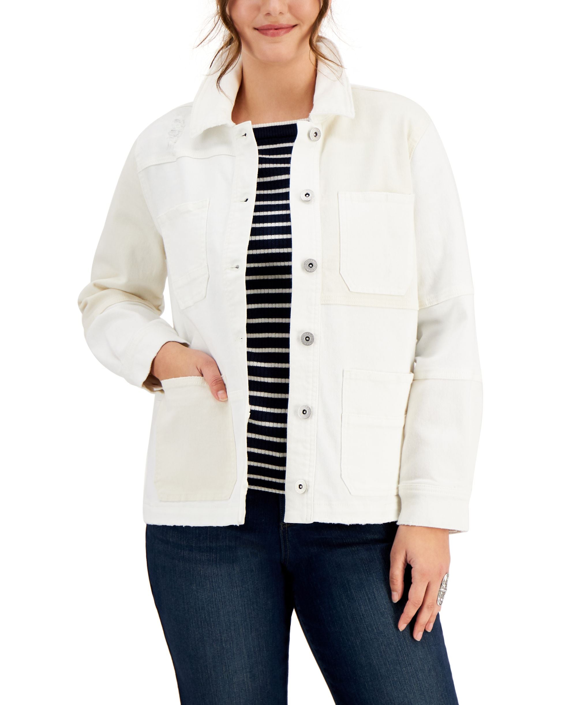Petite Colorblocked Denim Jacket