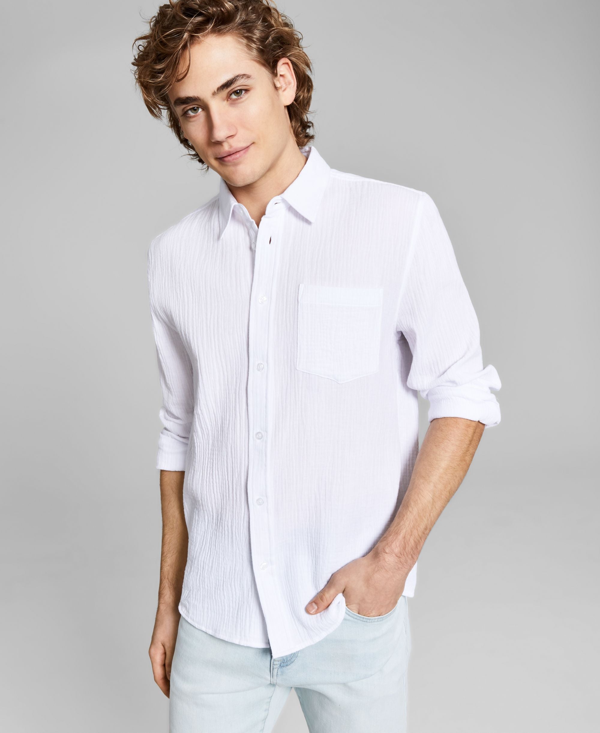 Men's Long-Sleeve Seersucker Shirt