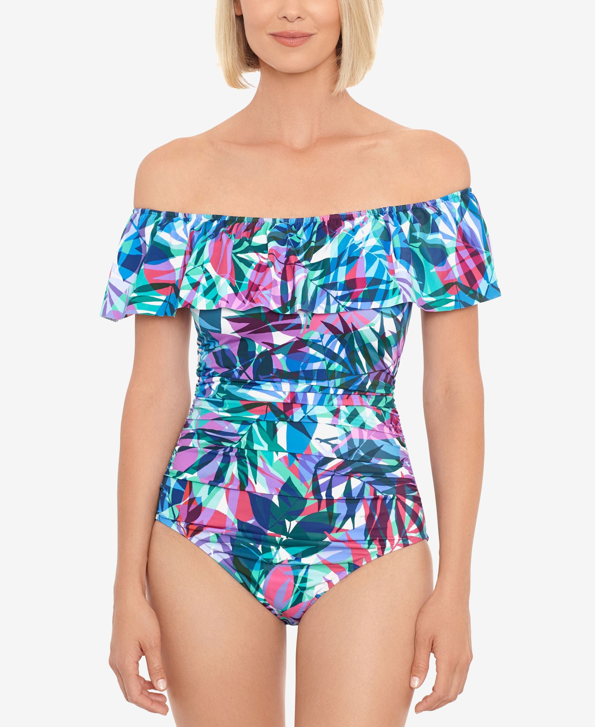 Off-The-Shoulder Tummy-Control One-Piece Swimsuit