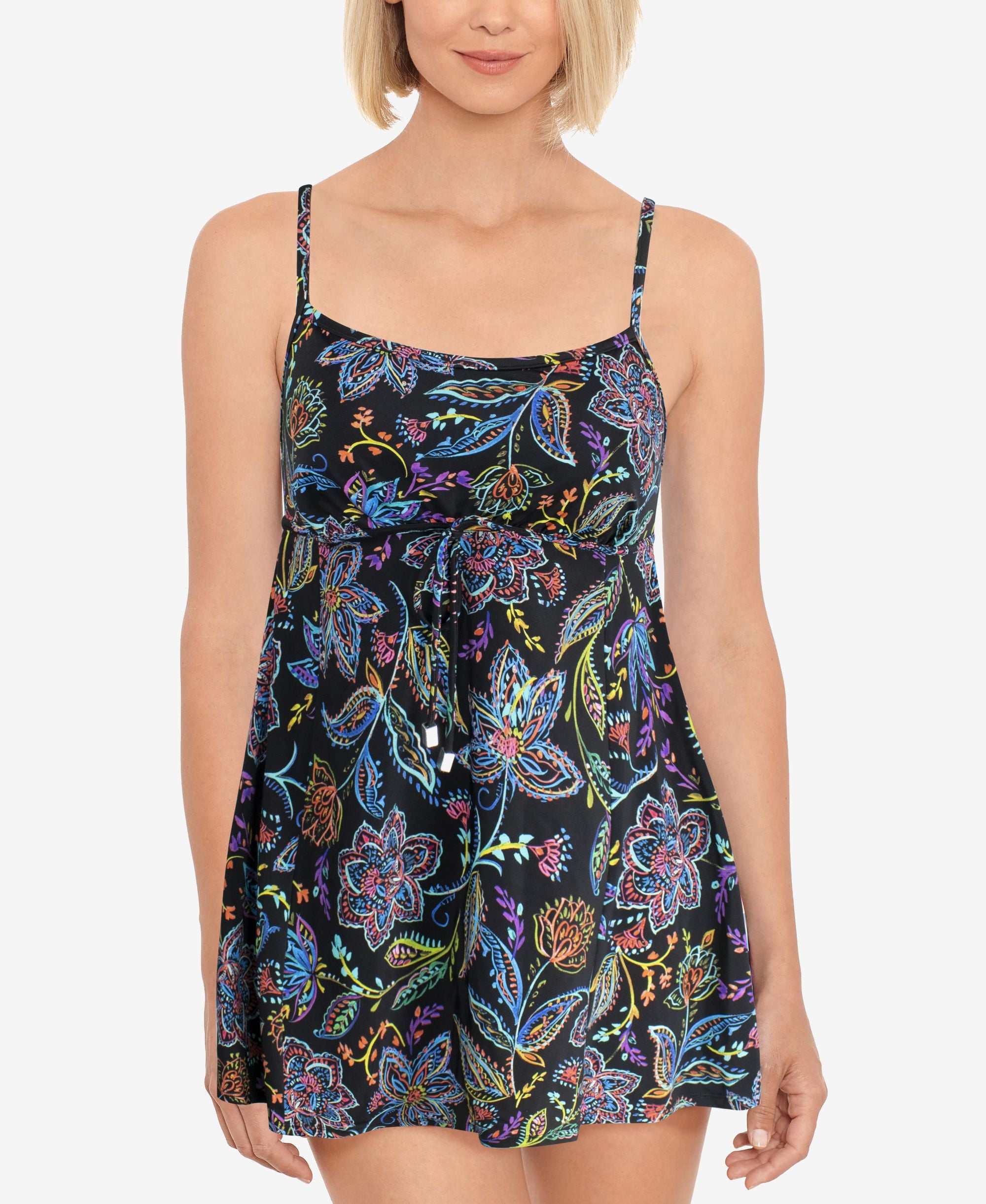 Empire-Waist Tummy-Control Swimdress