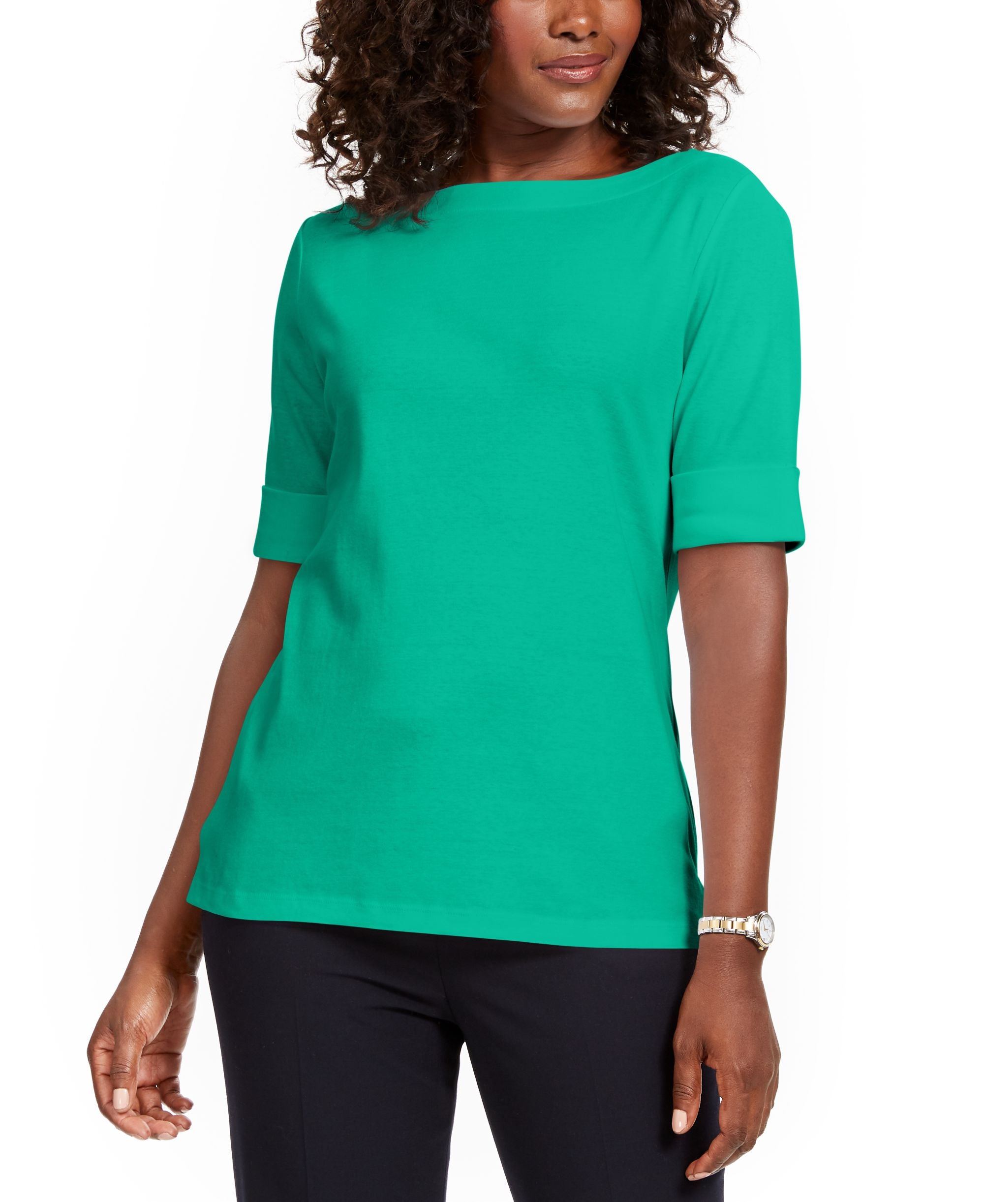 Petite Cotton Elbow-Sleeve T-Shirt