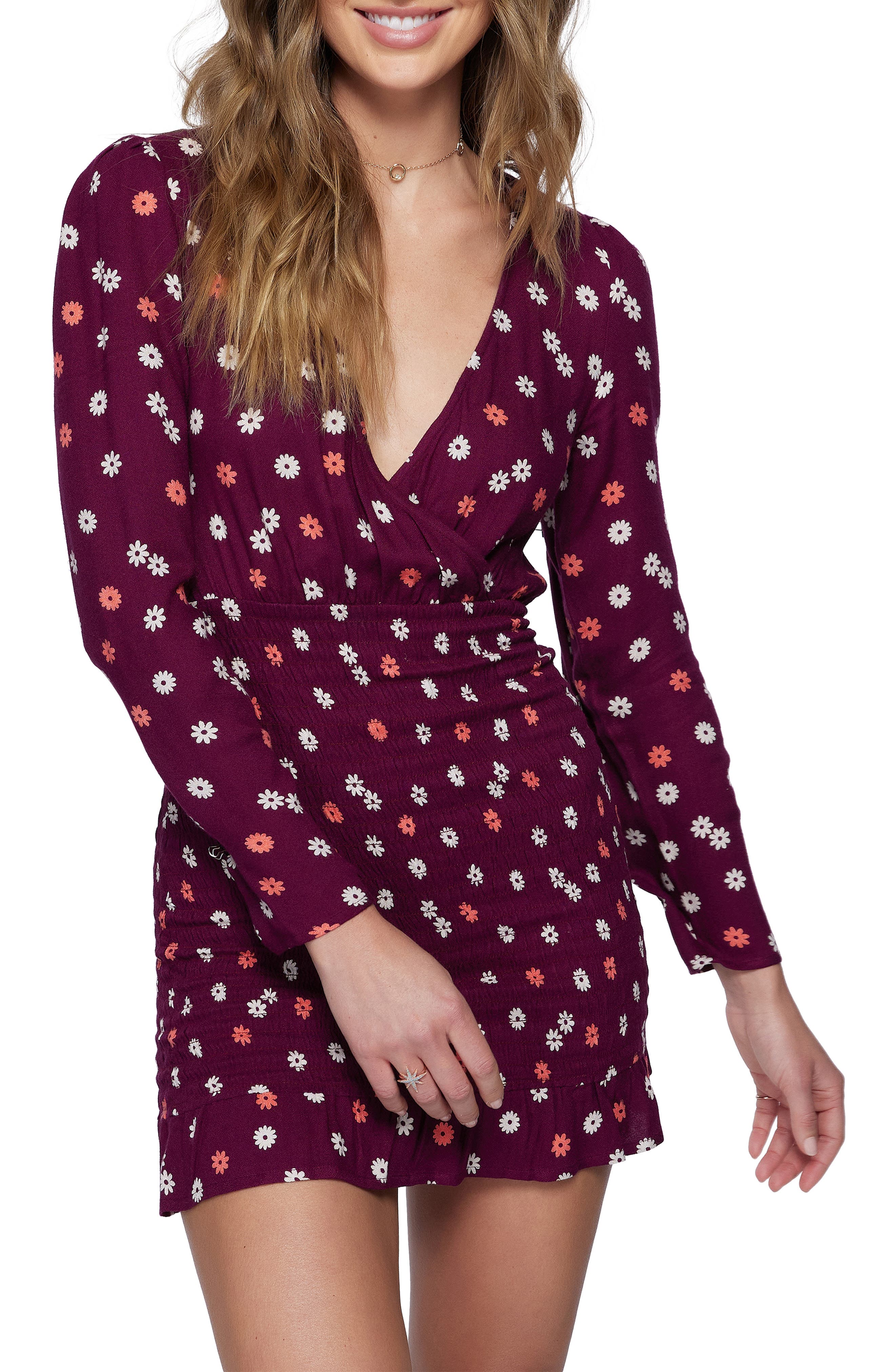 Jules Floral Long Sleeve Smocked Minidress