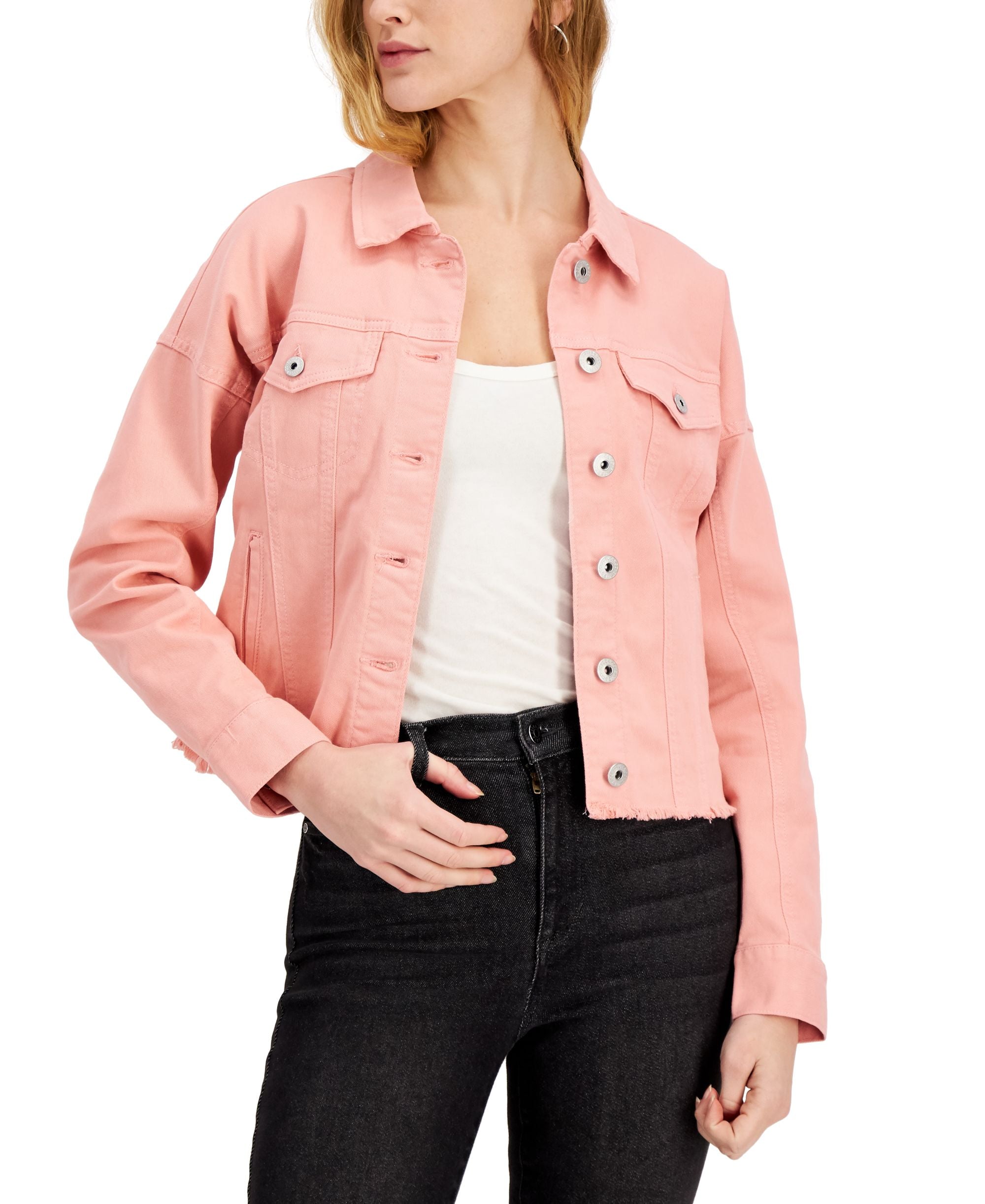Style & Co Raw Hem Denim Jacket