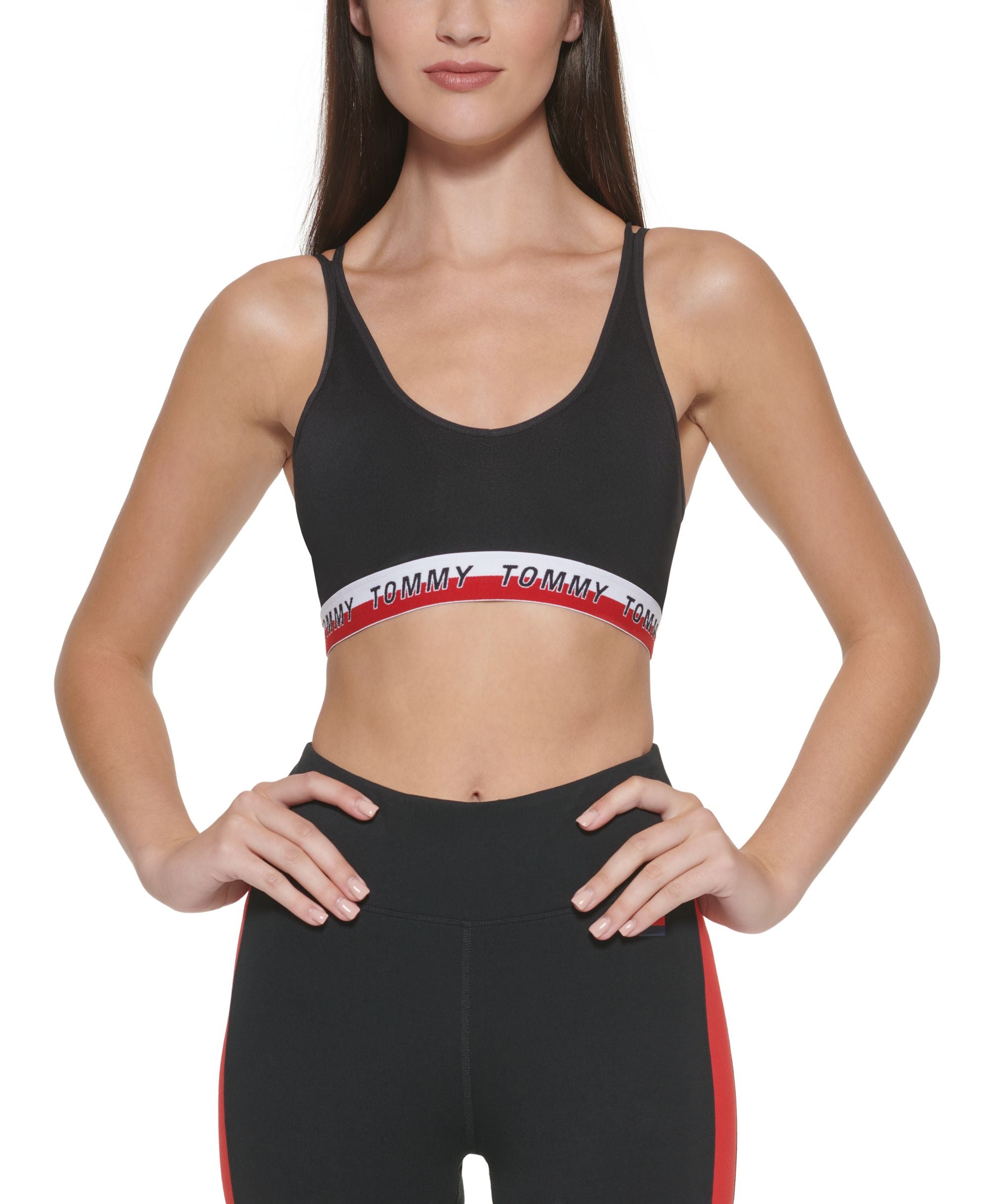 Tommy Hilfiger Sport Strappy Logo Band Low Impact Sports Bra