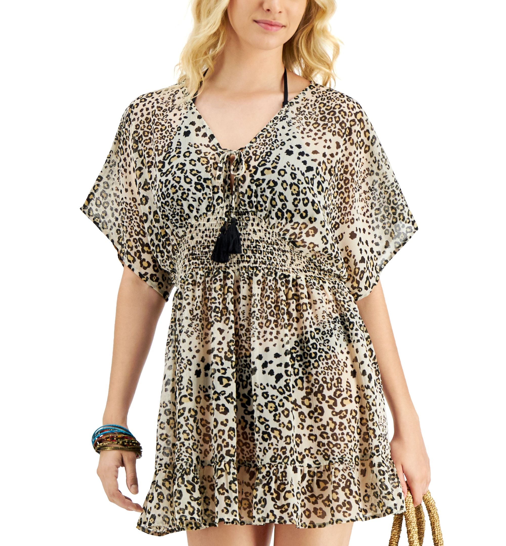 Juniors' Cheetah-Print Cover-Up Dress
