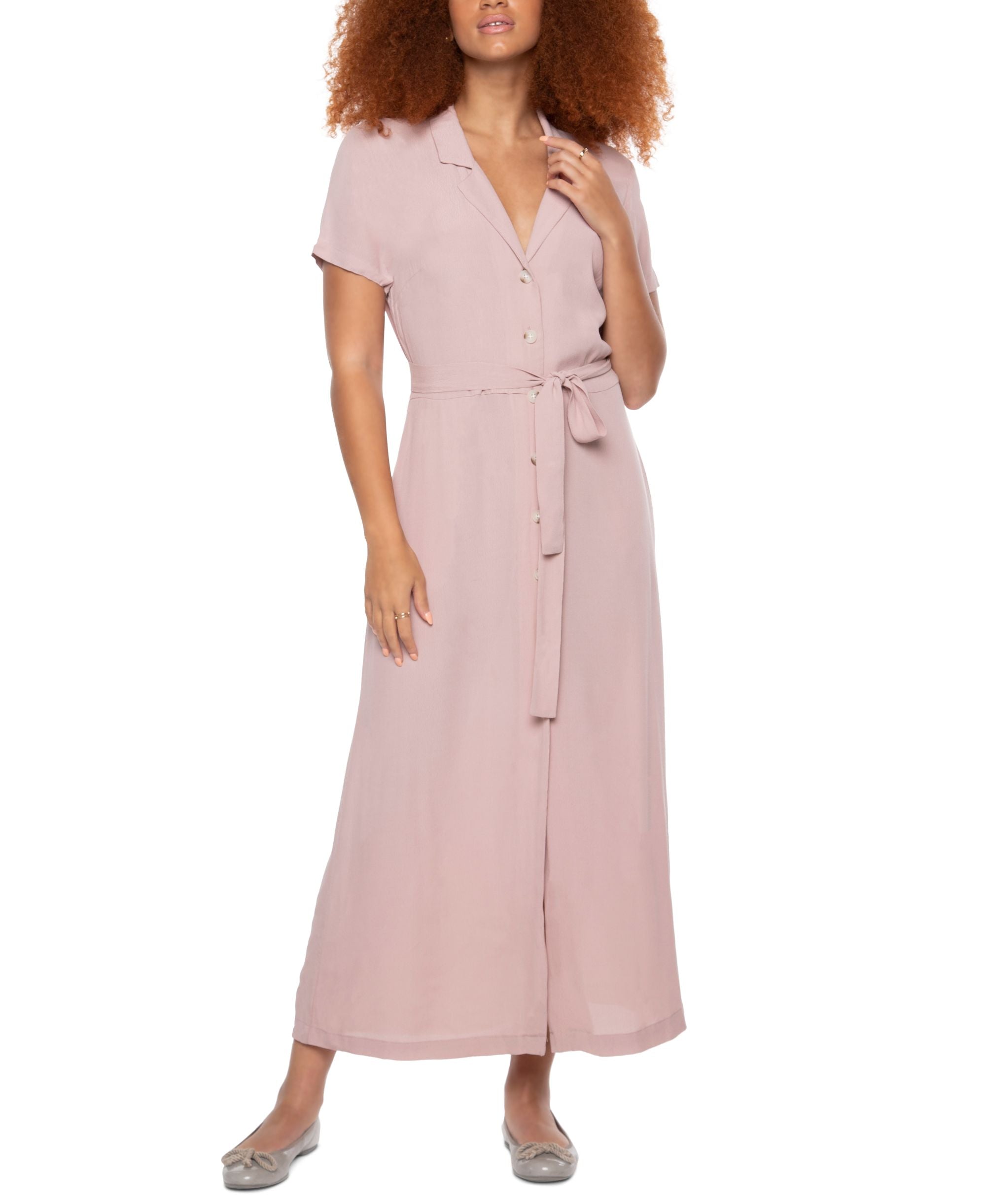 Back Tape Button Down Maxi Dress