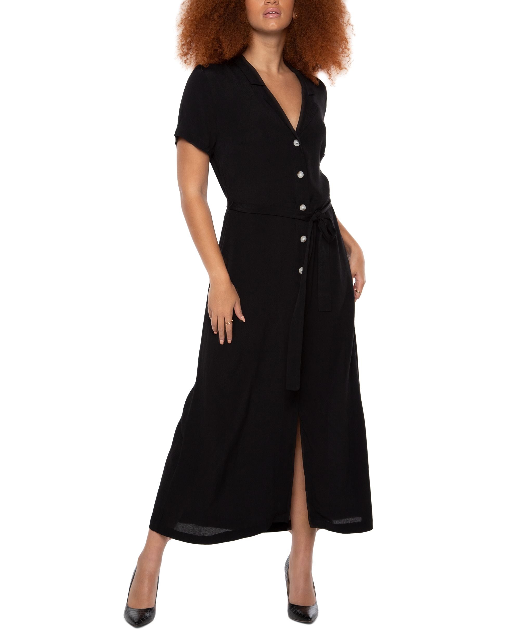 Back Tape Button Down Maxi Dress