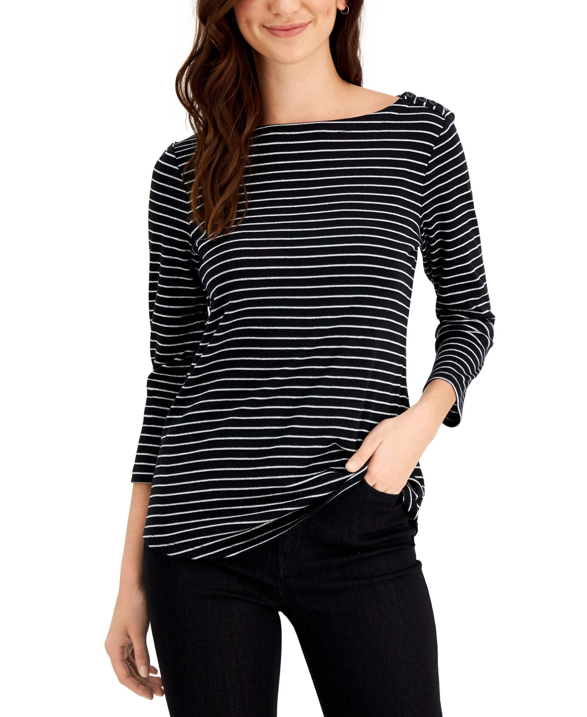 Charter Club Striped Supima Cotton Top