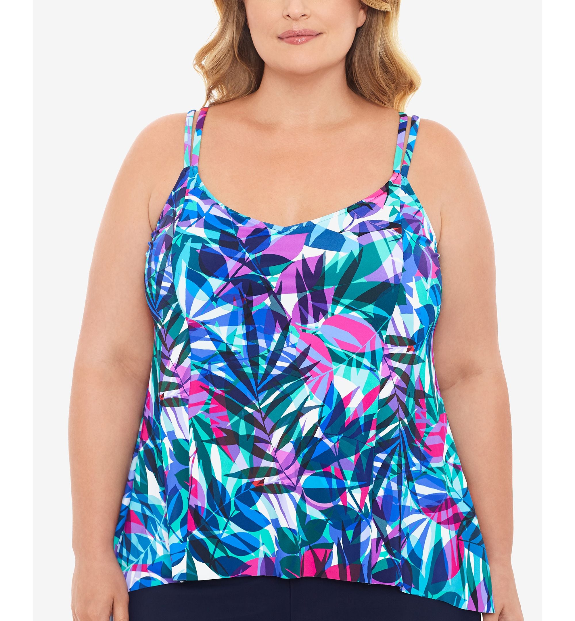 Plus Size Princess-Seam High-Low Tankini Top