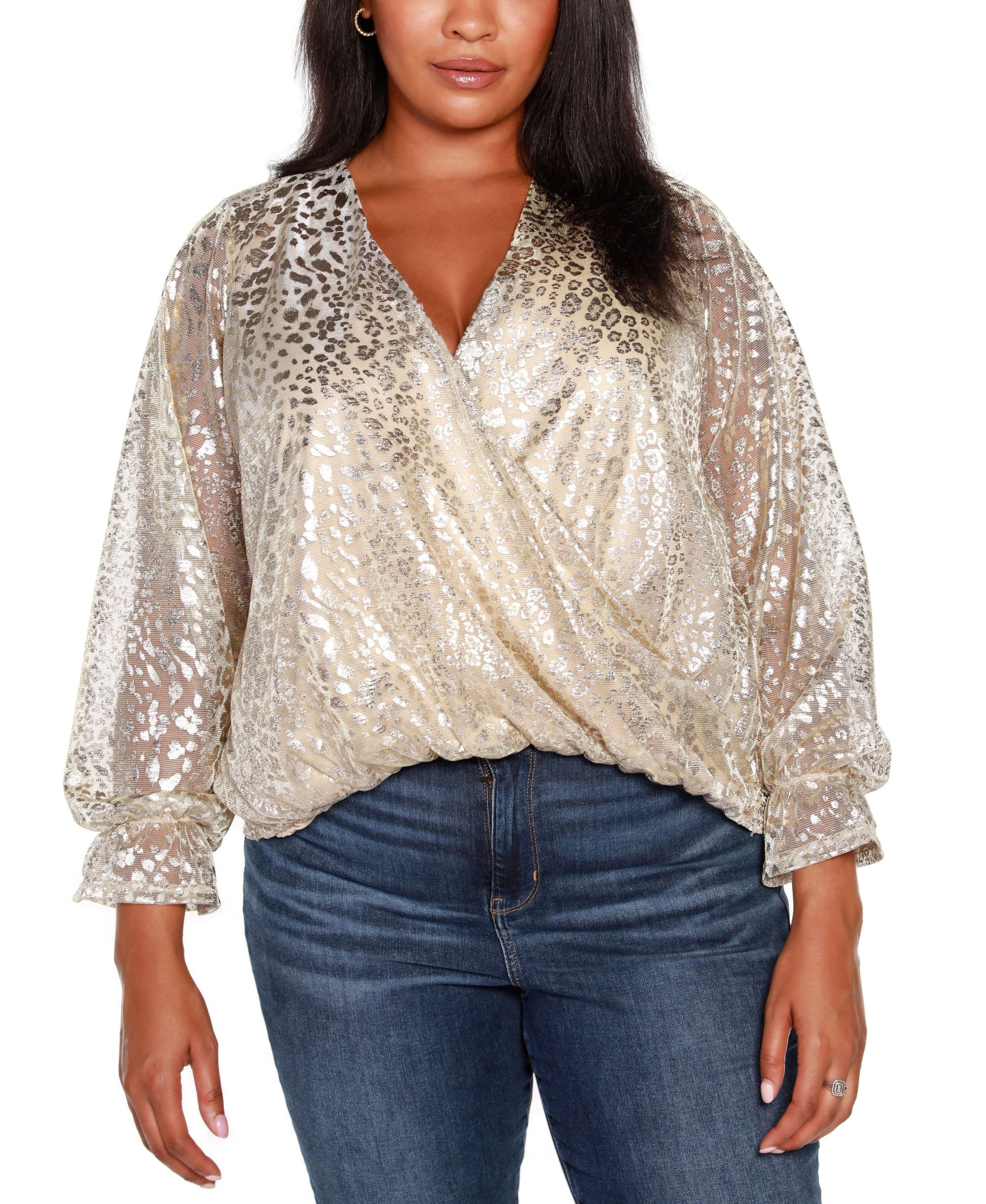 Belldini Plus Size Wrap Front Top