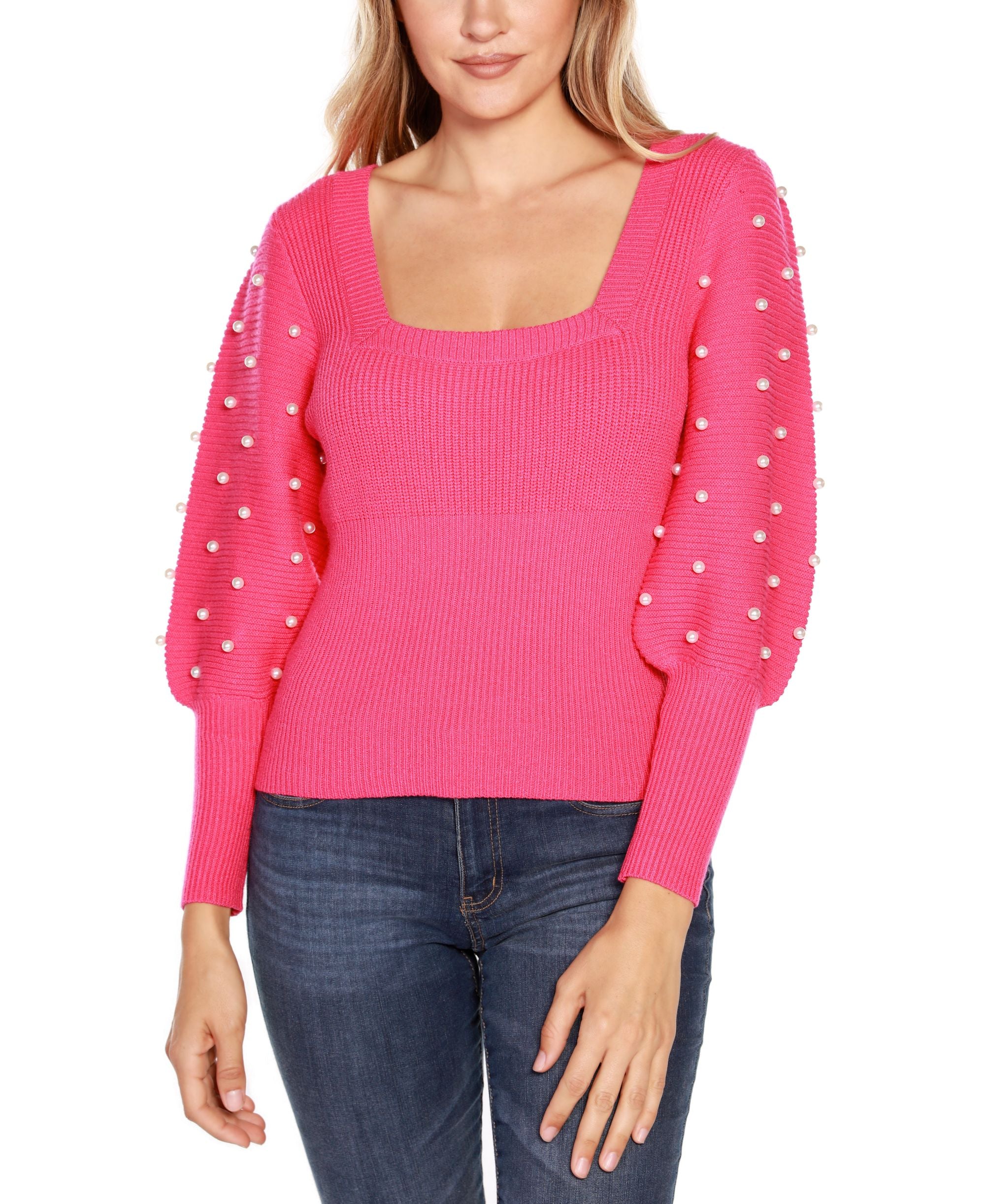 Belldini Square Neck Embellished Sweater
