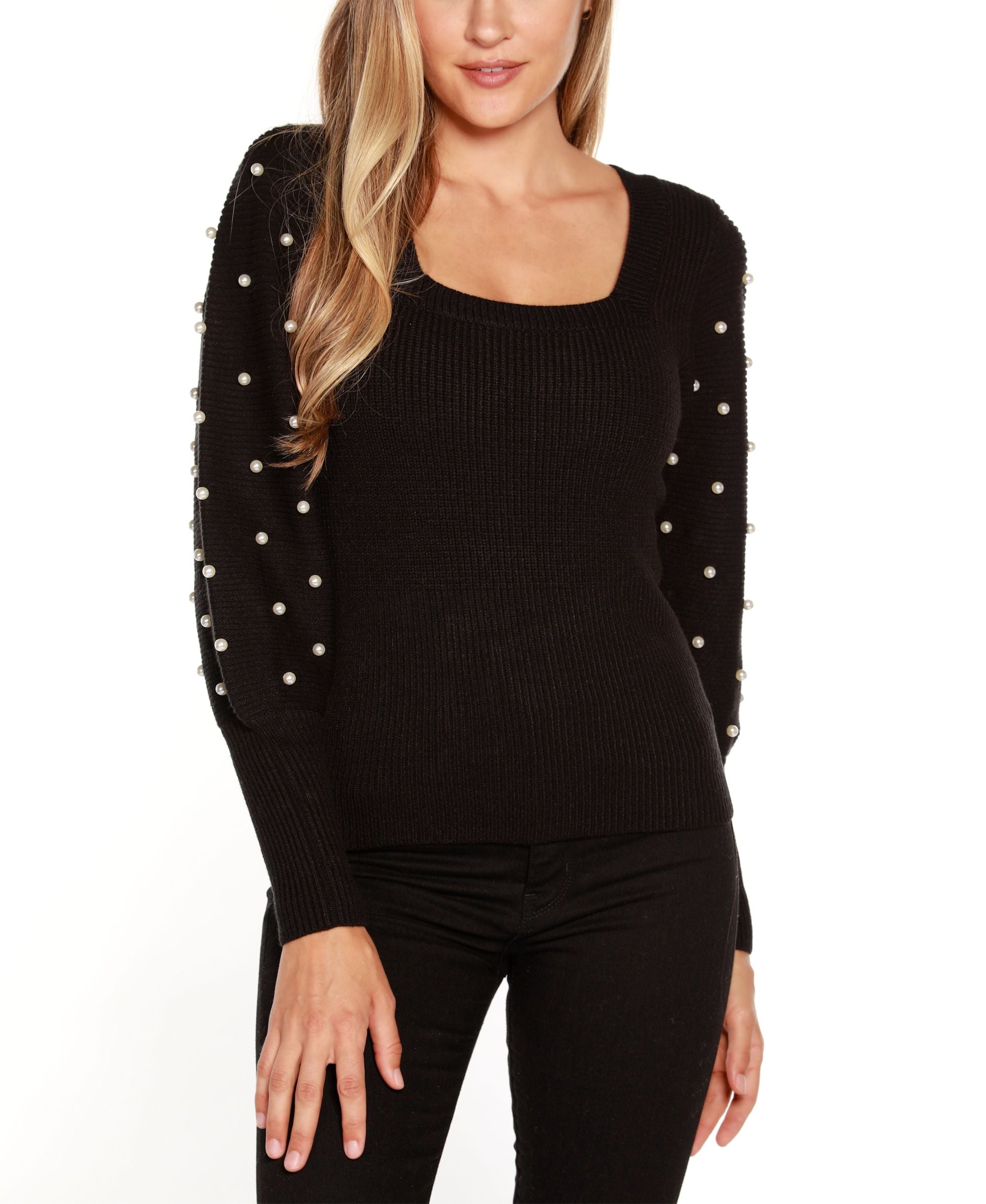 Belldini Square Neck Embellished Sweater