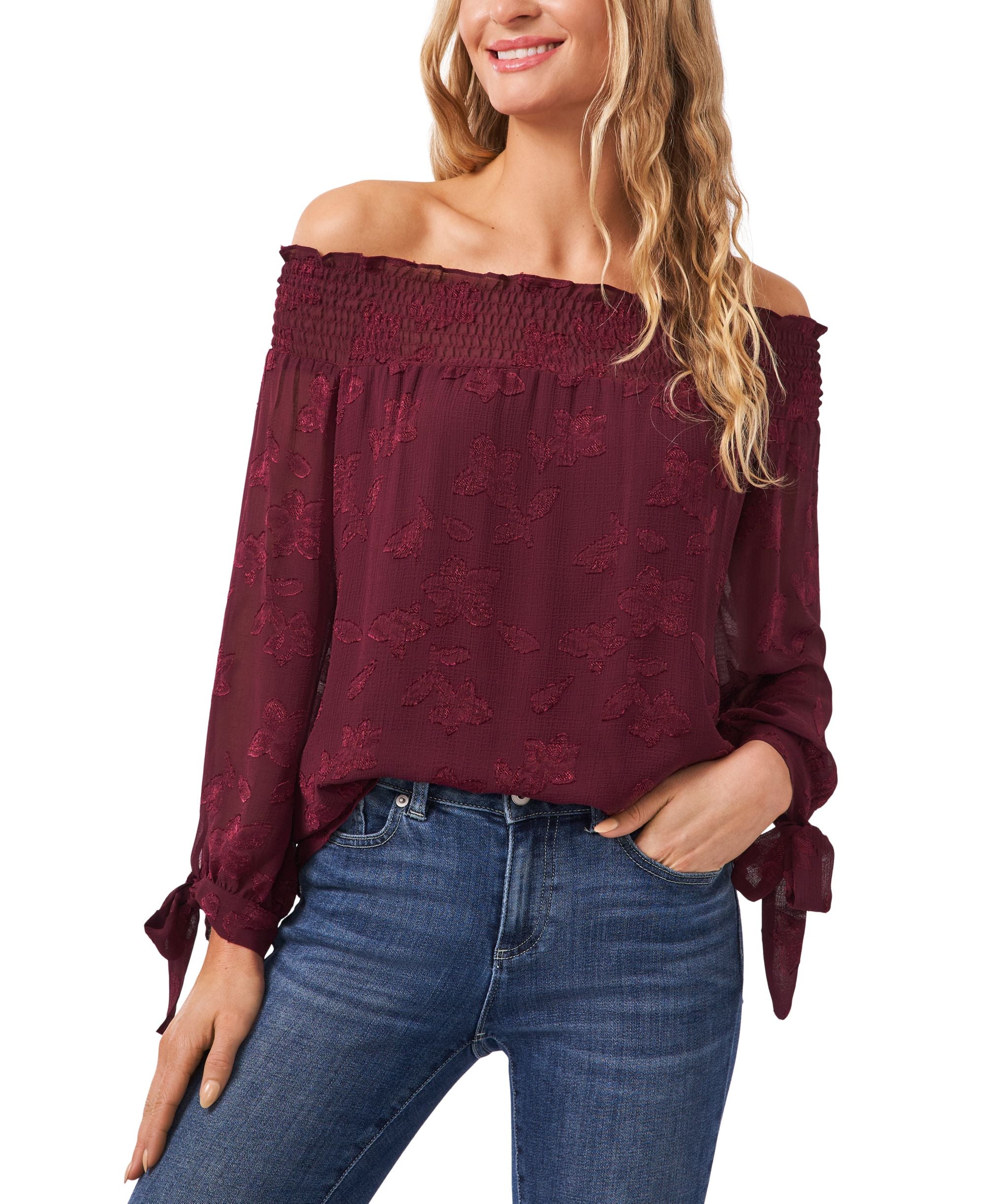 Cece Tie Cuff Off The Shoulder Top