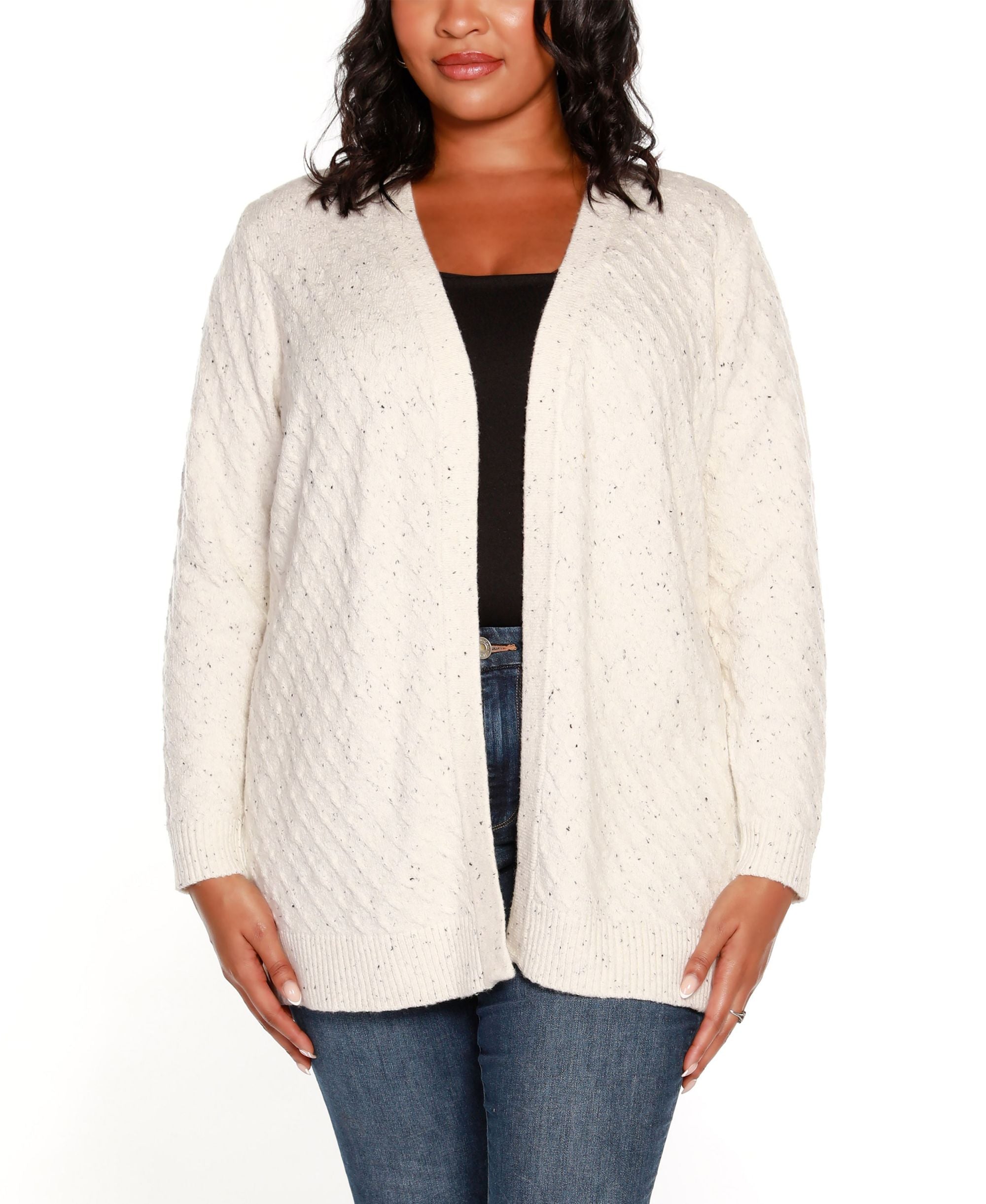 Plus Size Textured Open-Front Cardigan