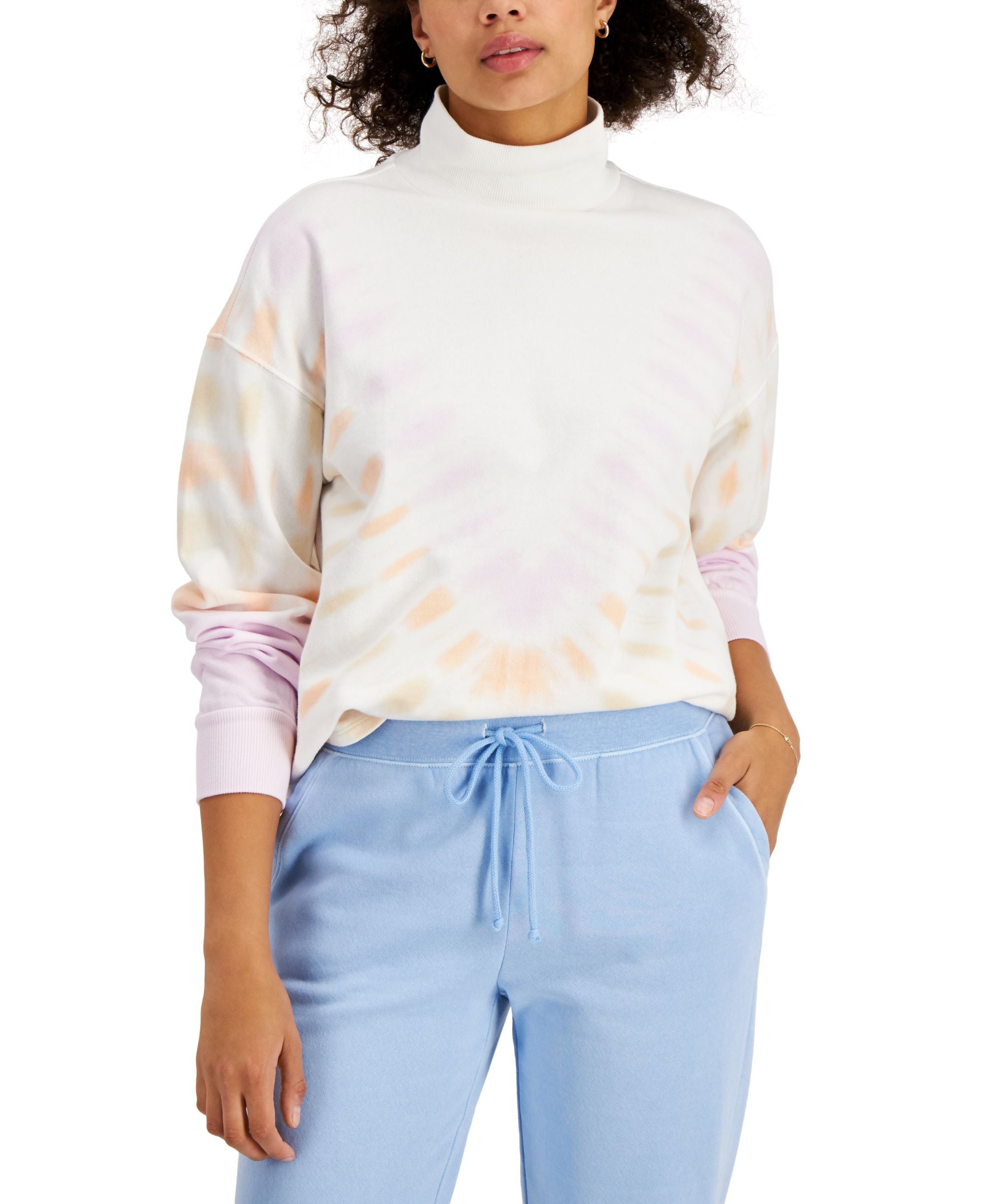 Style & Co Tie Dye Mock Neck Sweatshirt