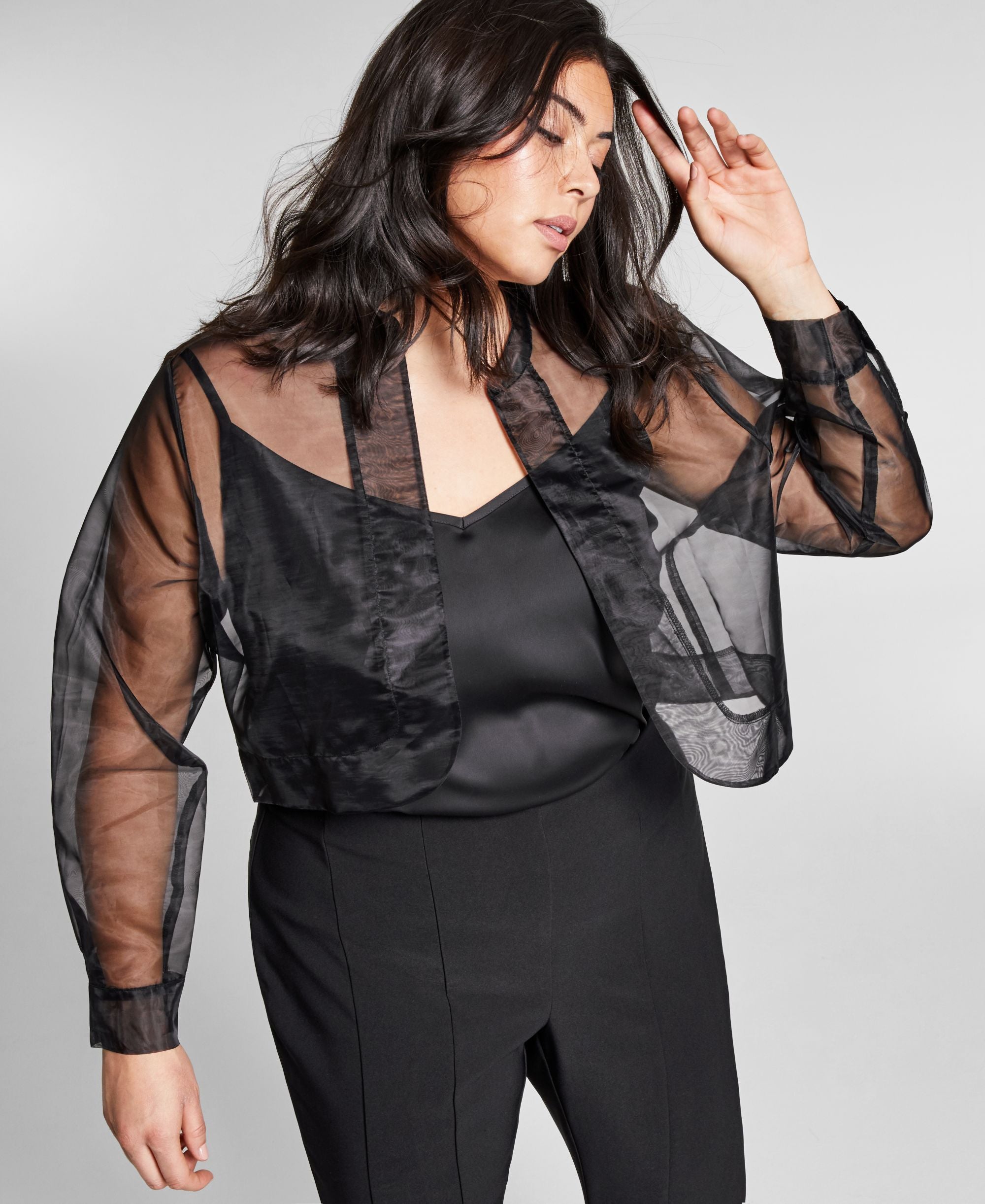 Jeannie Mai X Inc Plus Size Cropped Organza Jacket