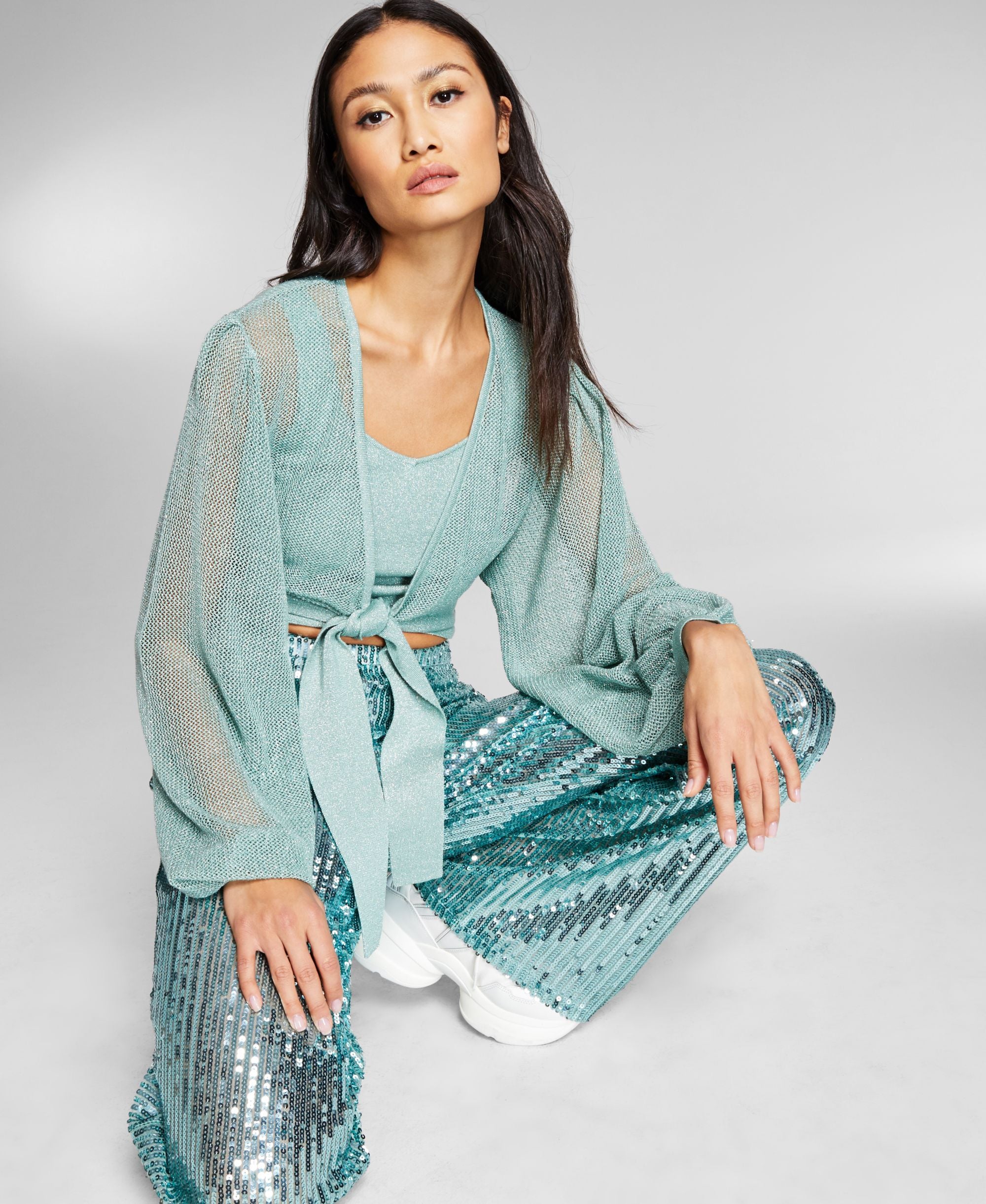 Jeannie Mai X Inc Tie Front Sweater