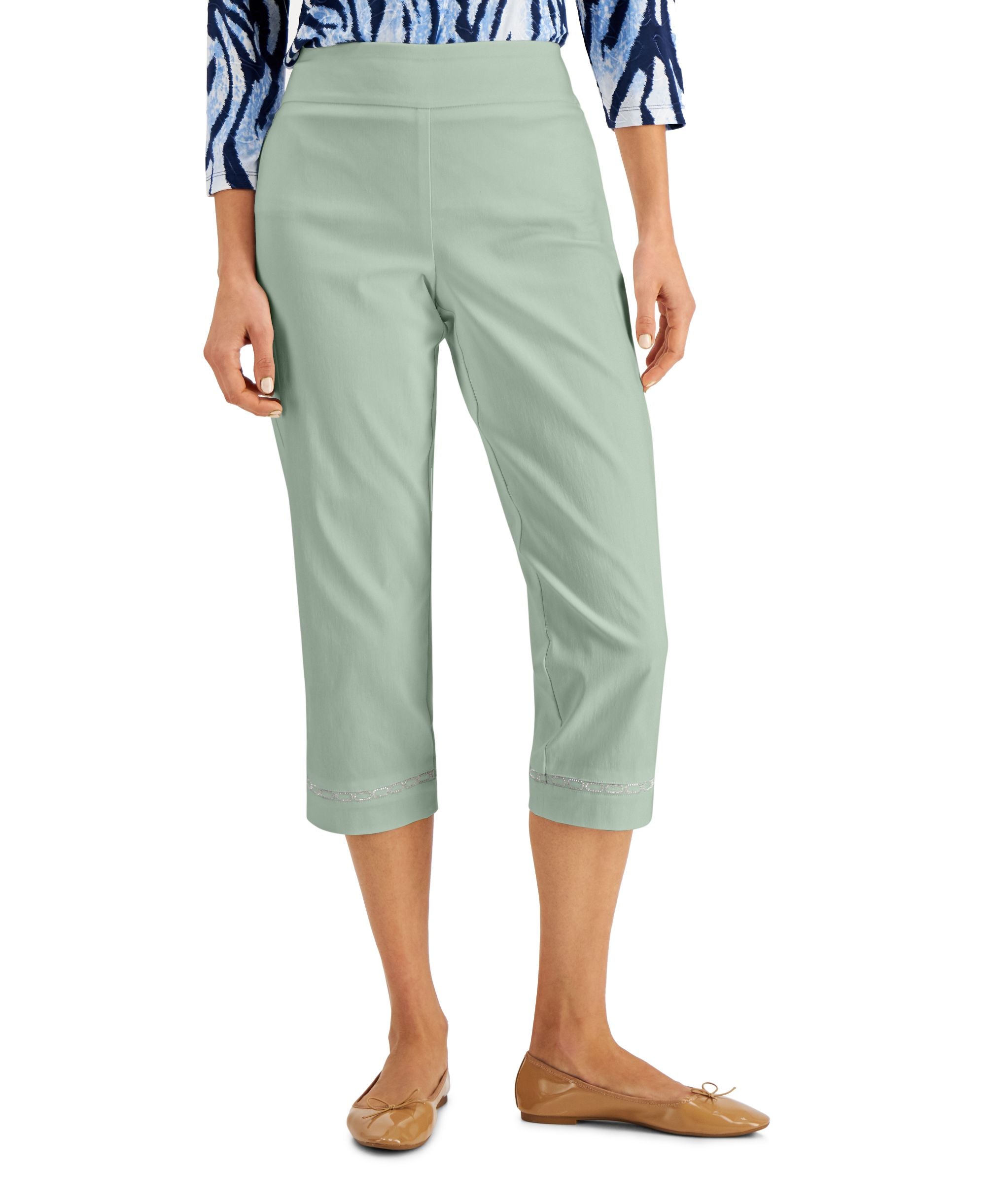 JM Collection Crystal Cuff Capri Pants