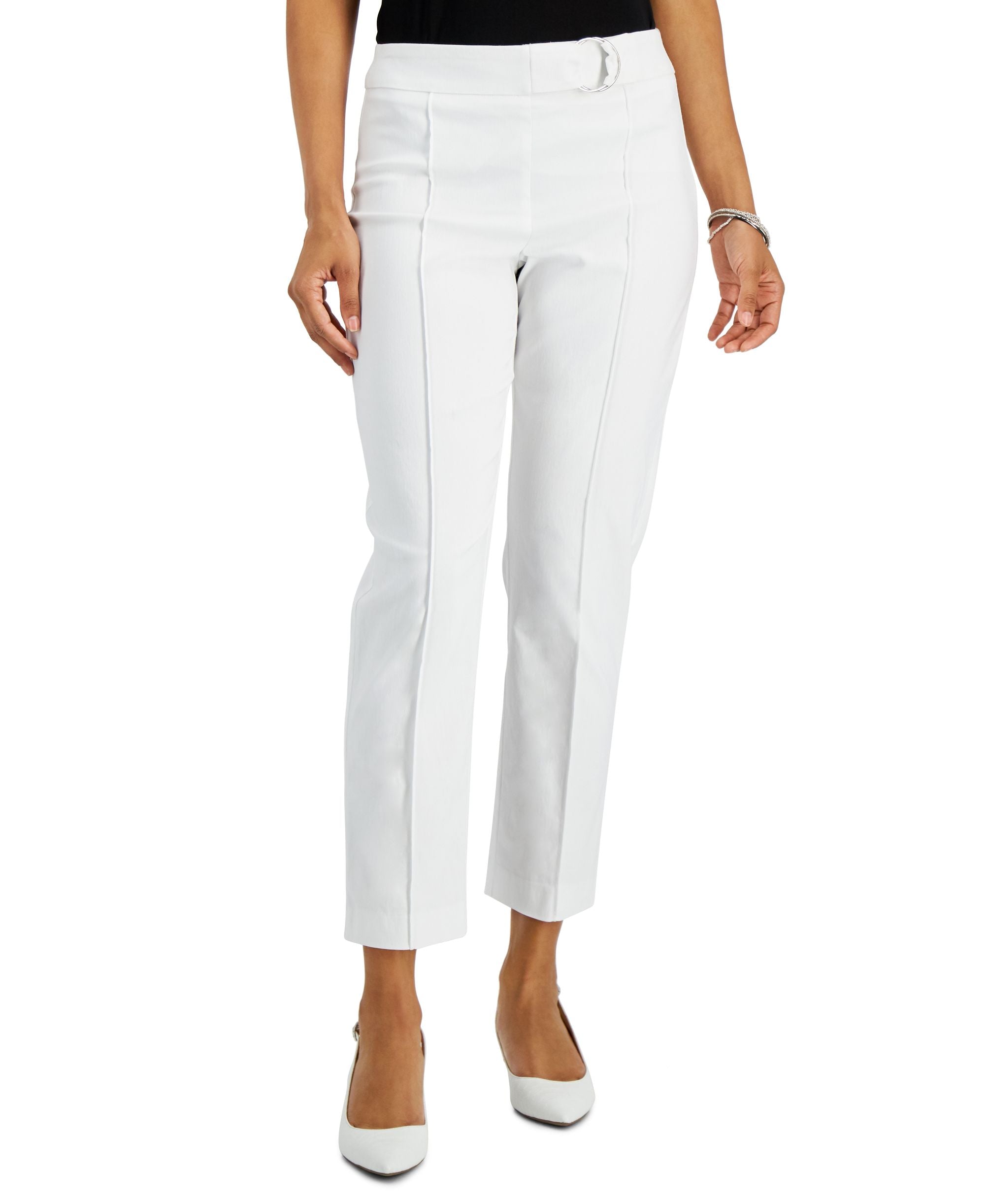JM Collection Belted Tummy Control Pull On Pants