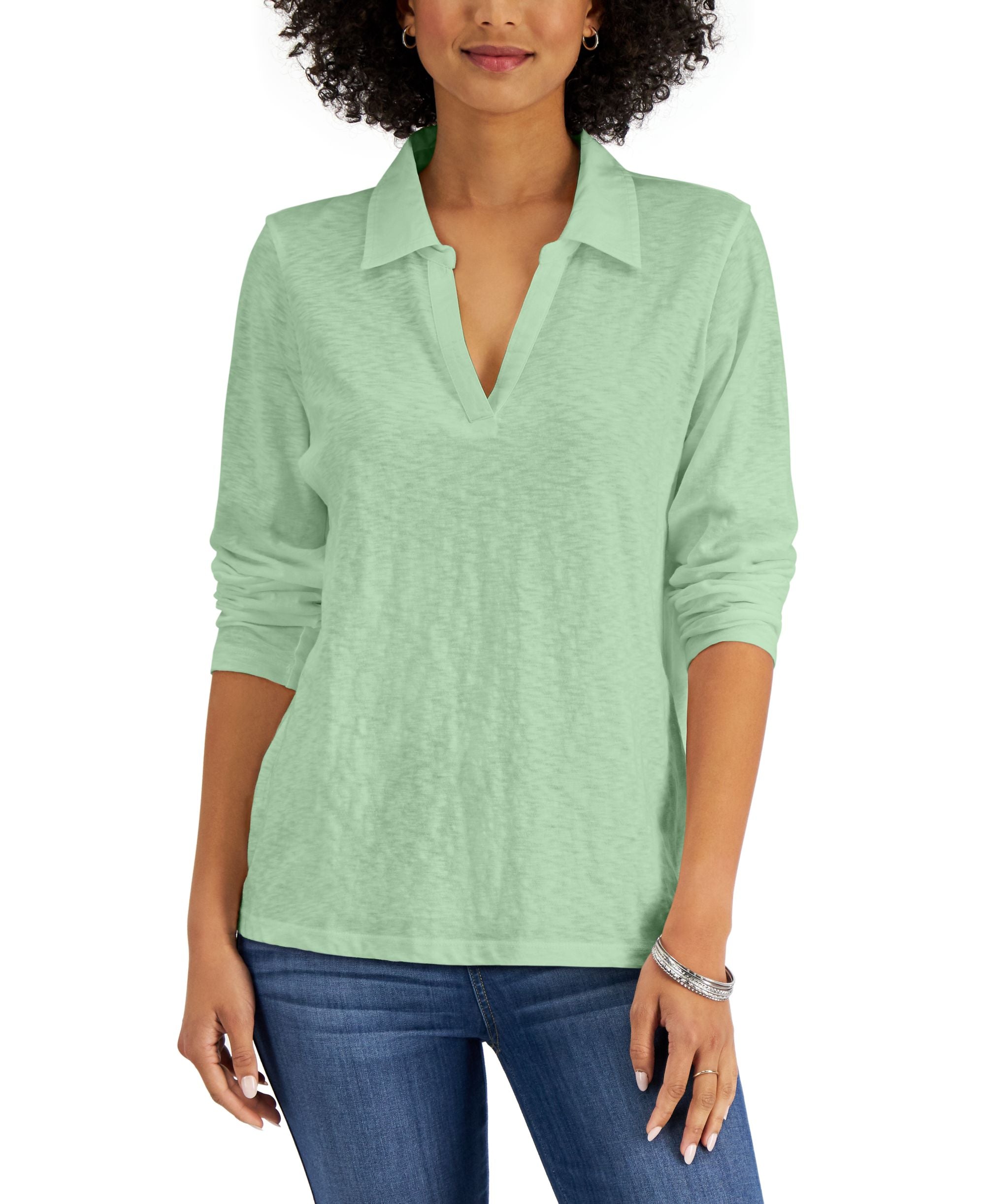 Cotton Long-Sleeve Polo