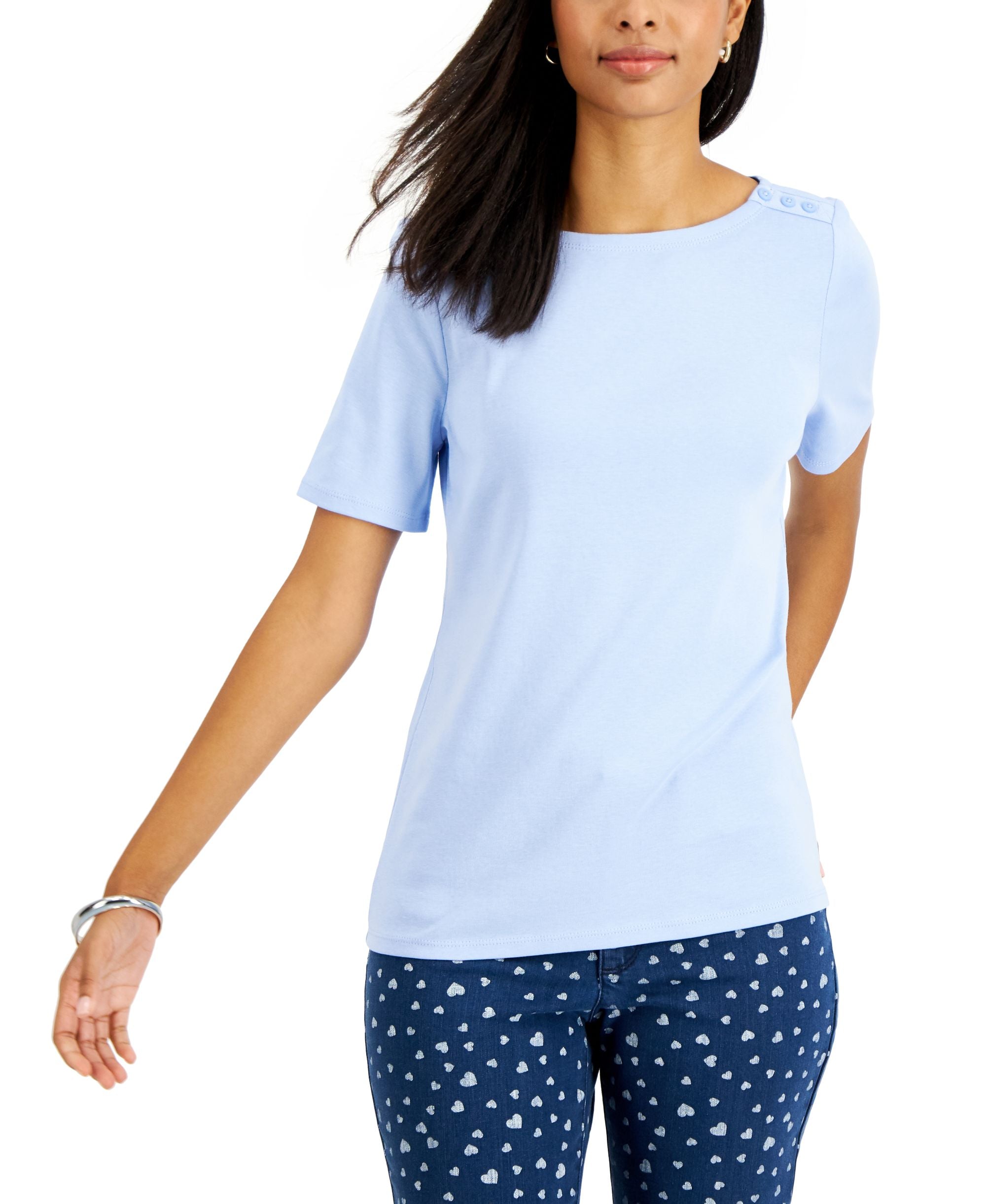 Cotton Boat-Neck Top