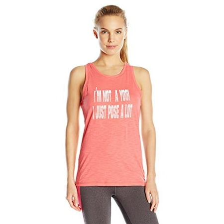 Steve Madden Women's I'm NOT A Yogi I Just Pose A Lot Tank, Fuji Coral, Large