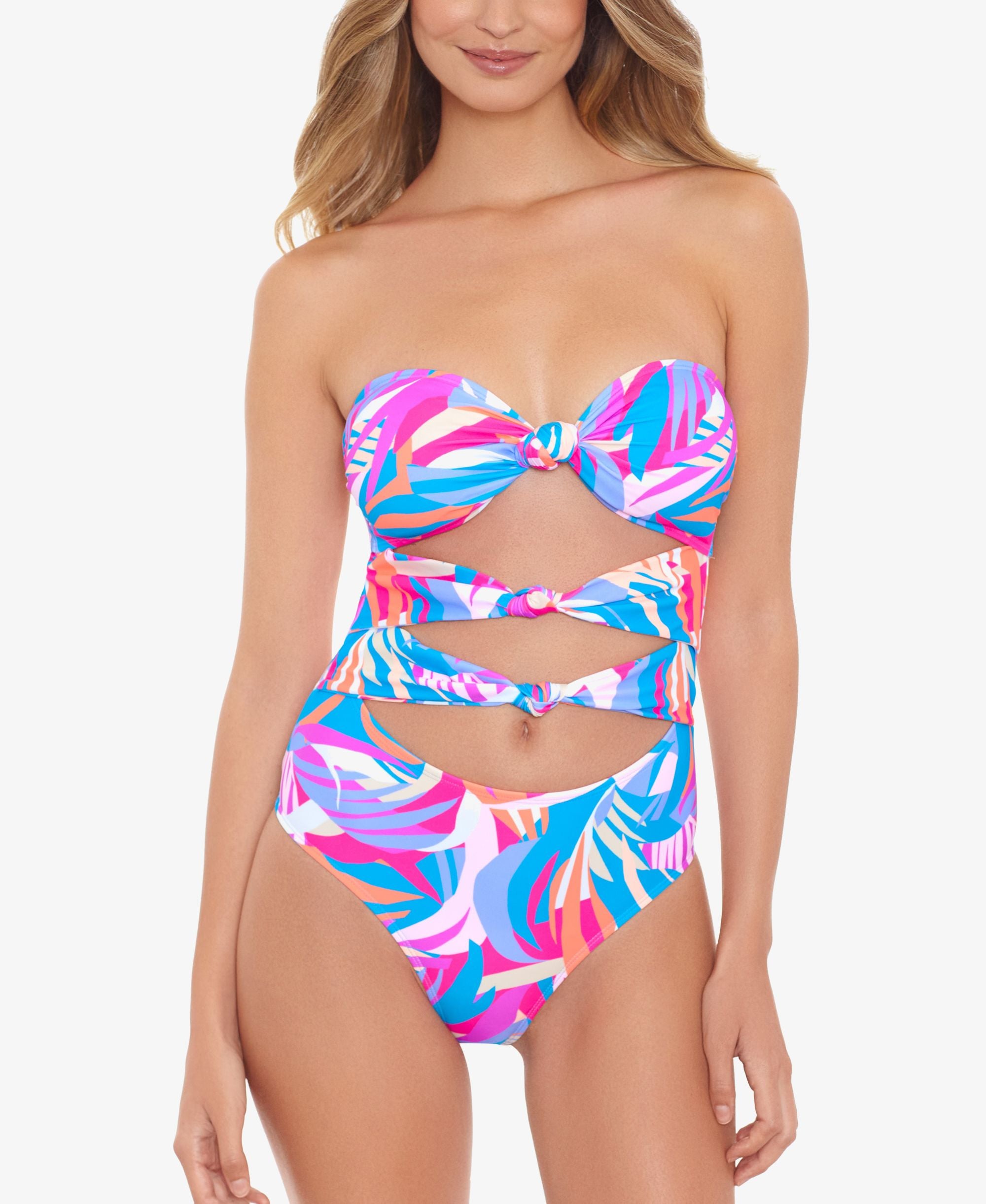 Juniors' Tropical Breeze Knotted One-Piece Swimsuit