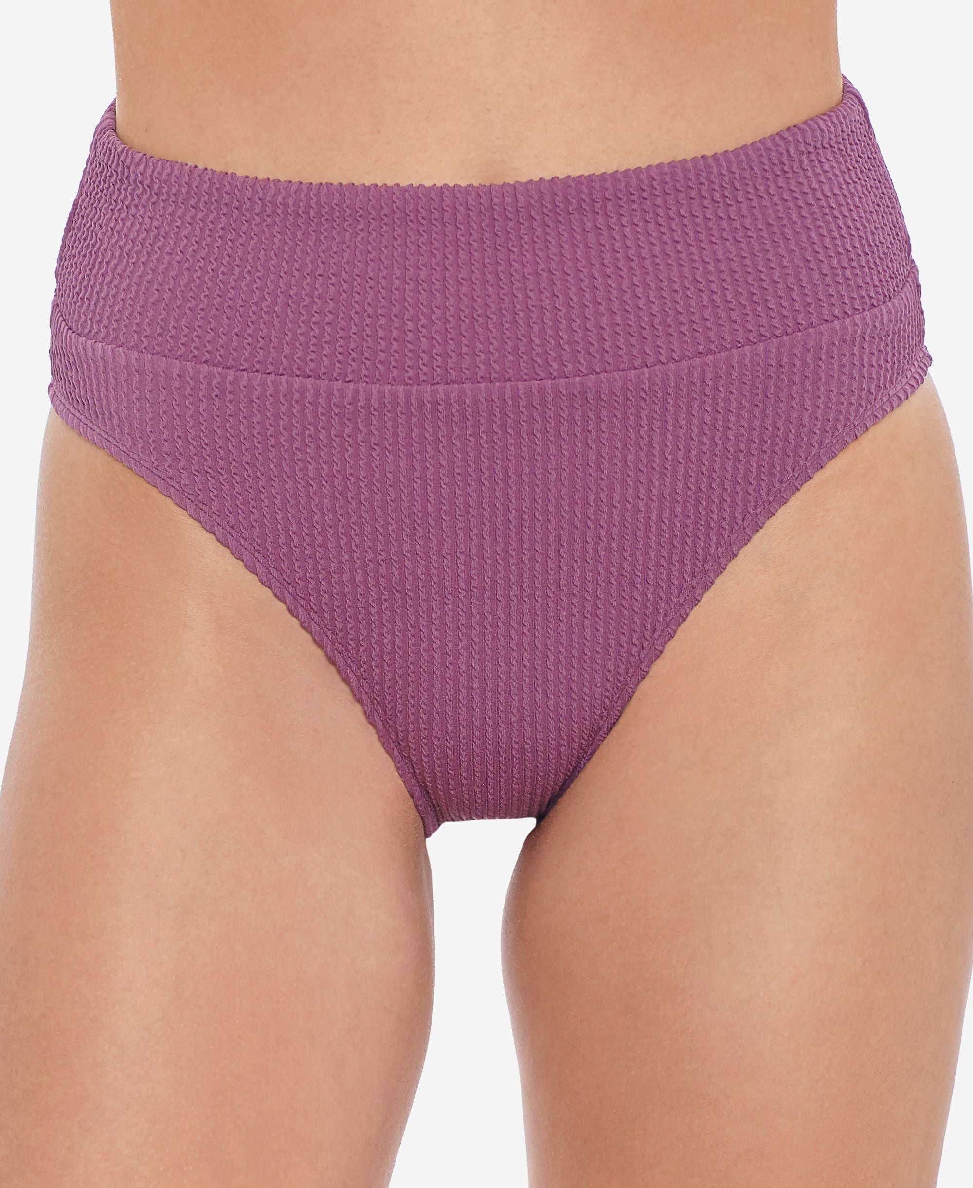 Juniors' Sandy Rib High-Waist Bikini Bottoms