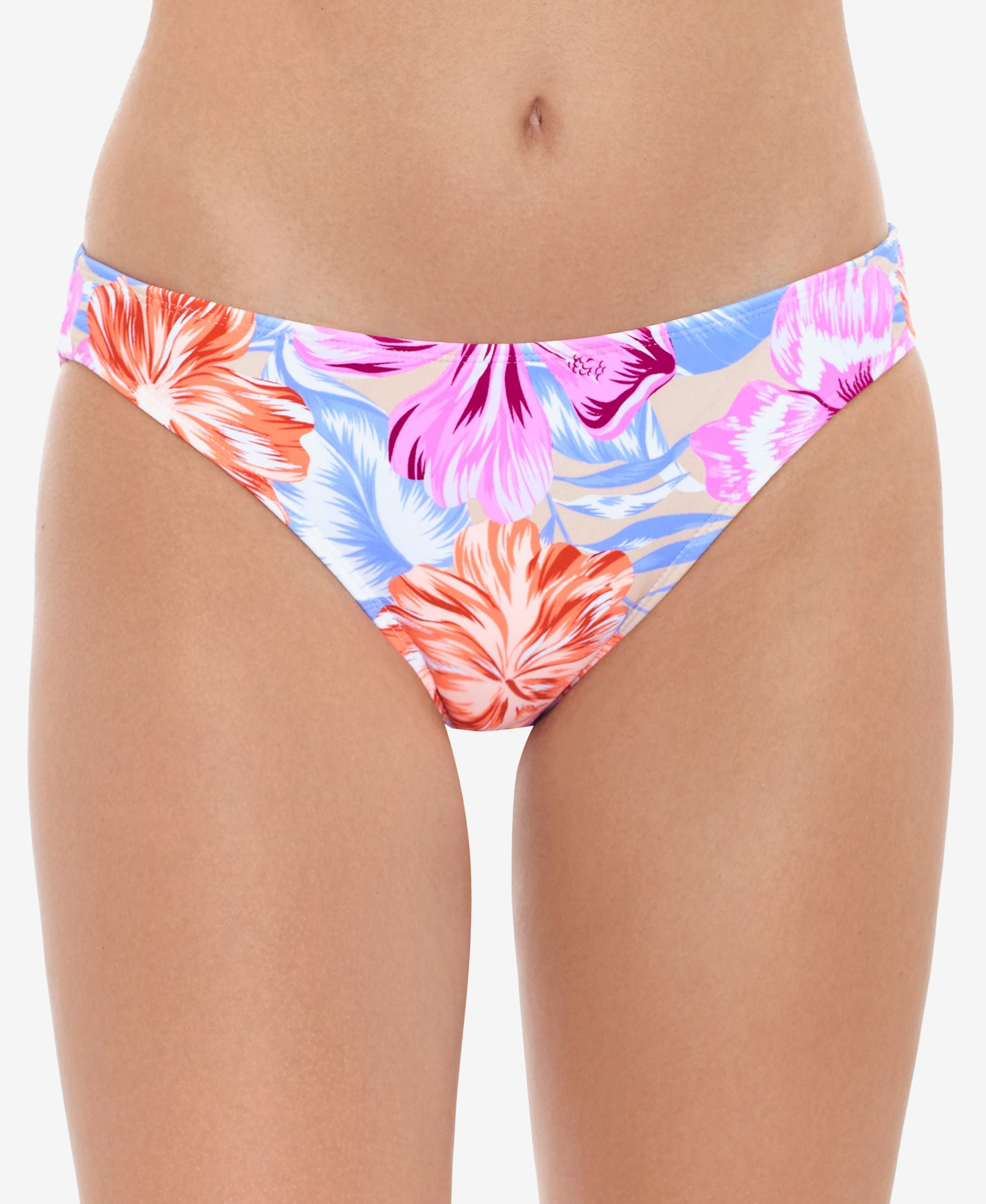 Juniors' Hot Hibiscus Cinched-Back Hipster Bottoms