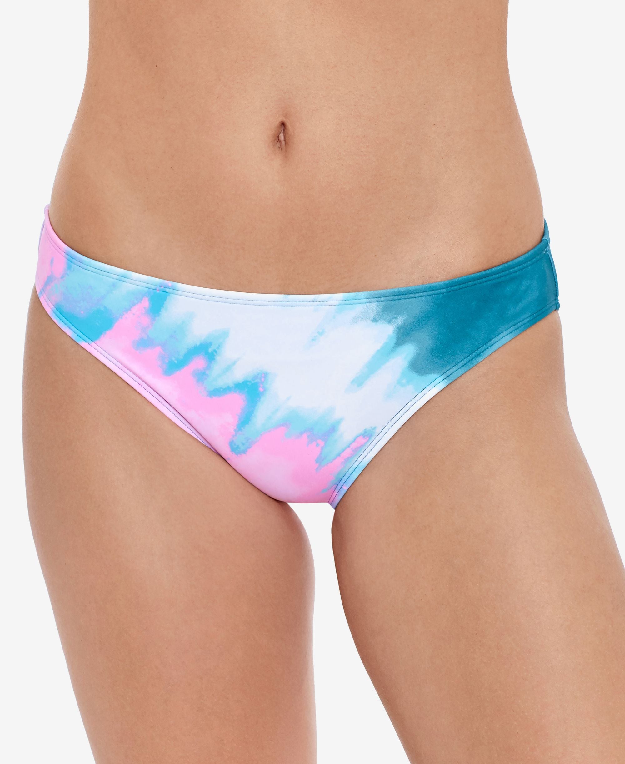 Juniors' Horizon Dye Ruched-Back Hipster Bikini Bottoms