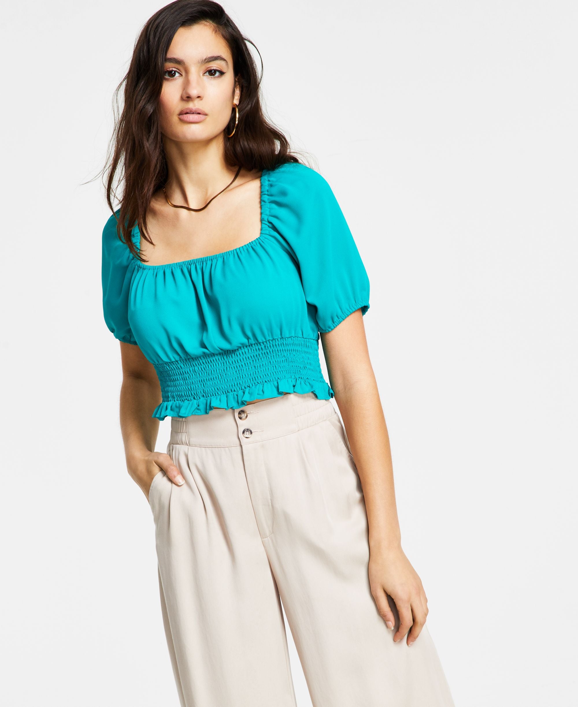 Bar III Square Neck Top