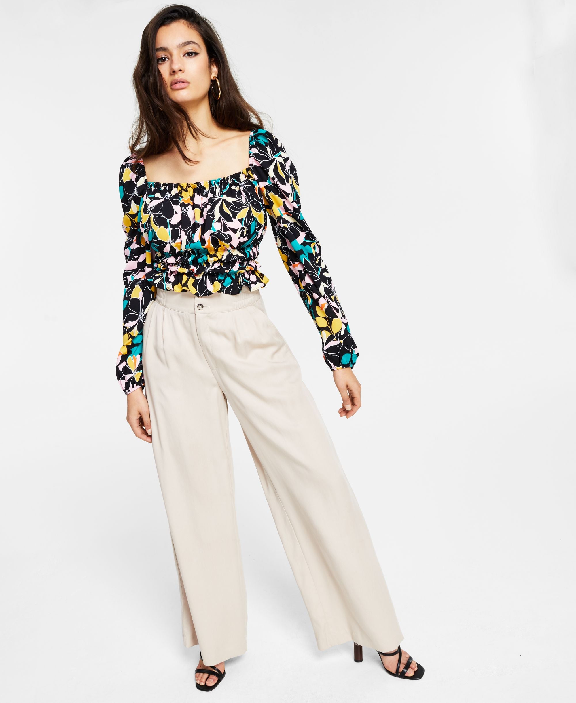Bar III High Waist Wide Leg Pants