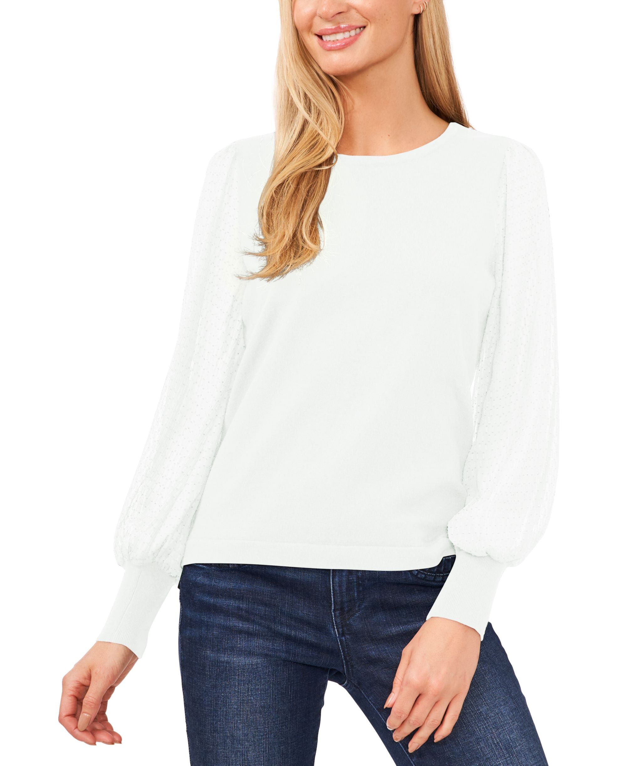 Cece Sheer Sleeve Cotton Top