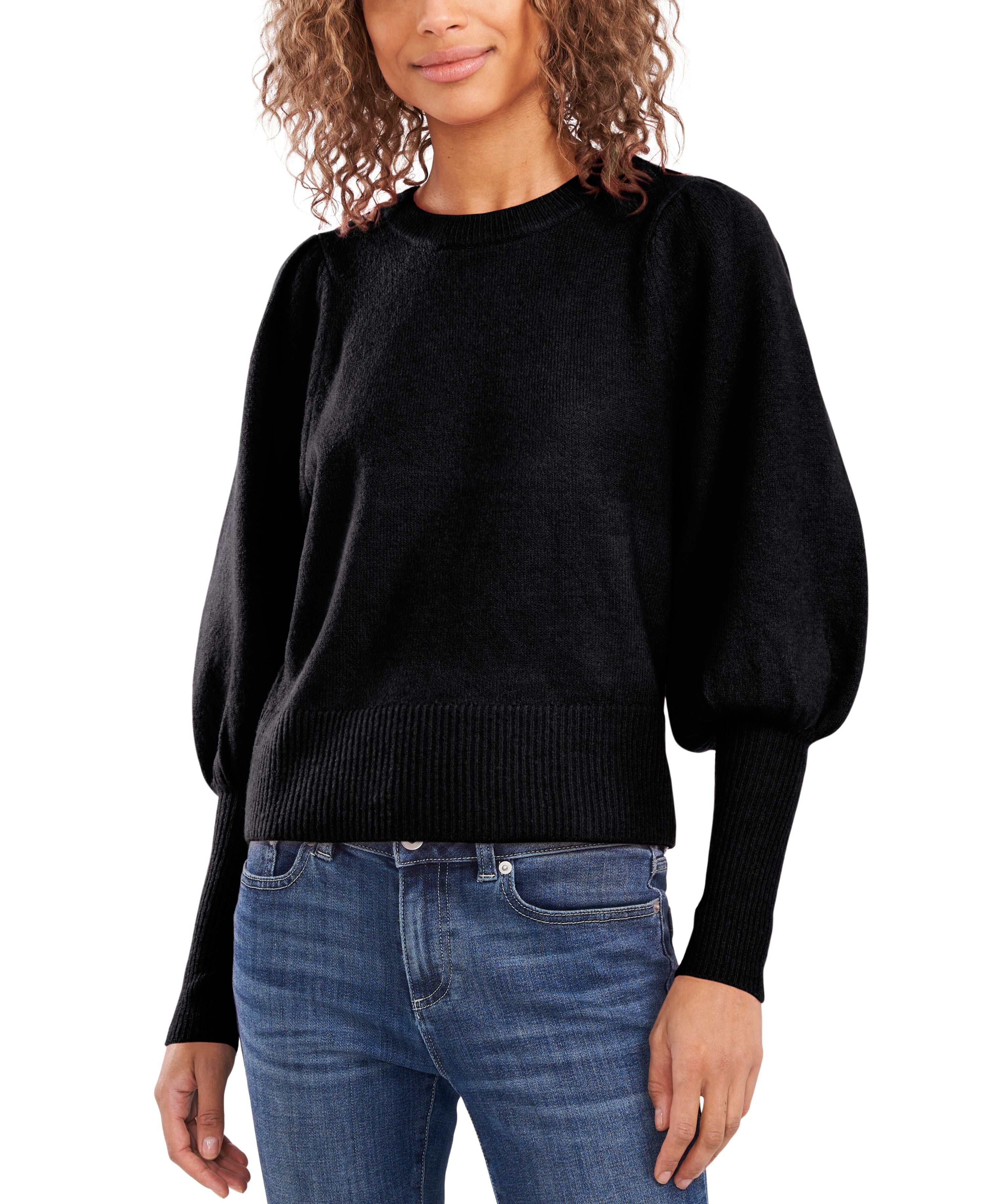 Women's Puff Long Sleeve Crew Neck Sweater