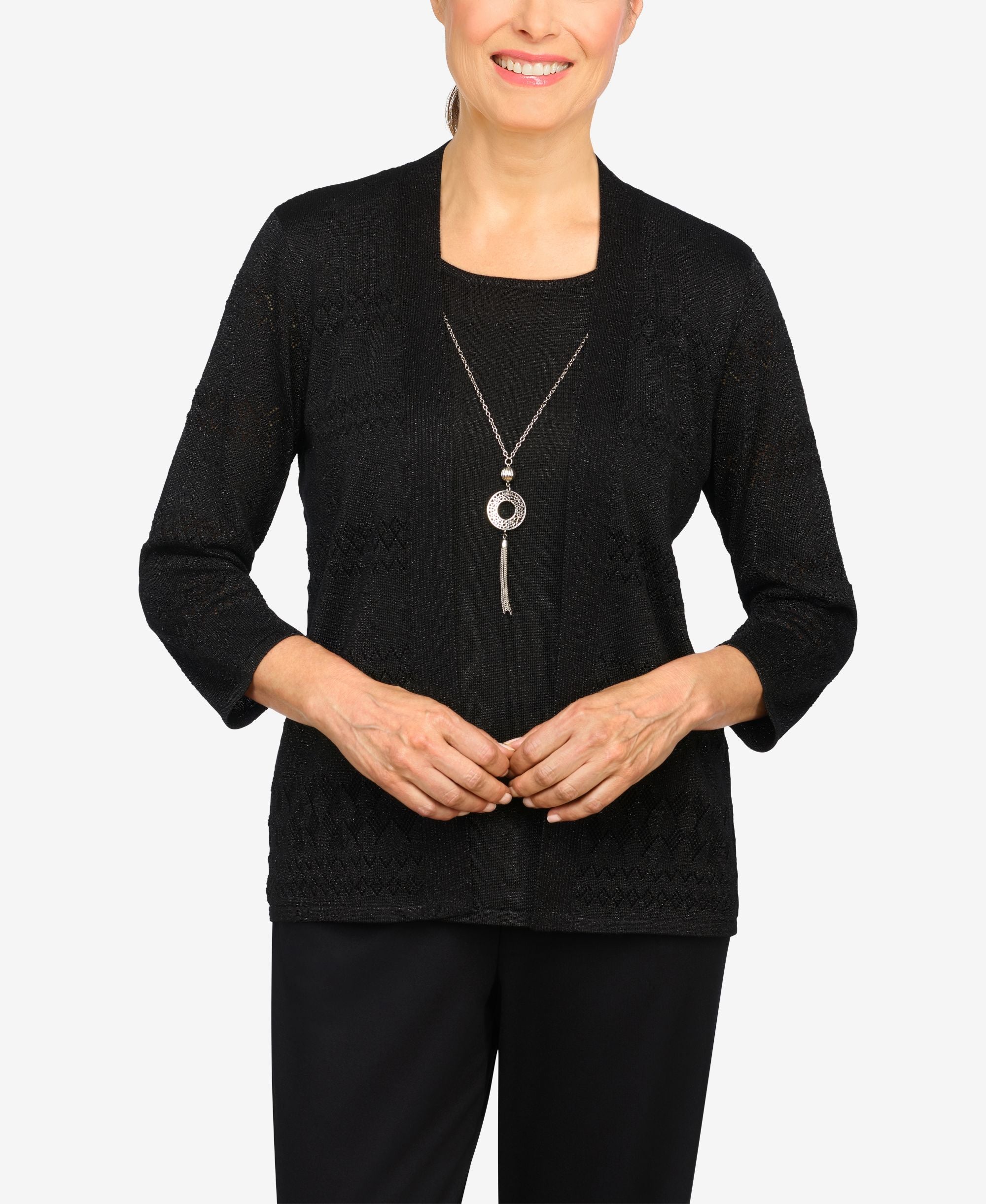 Plus Size Classics Pointelle Two For One Sweater