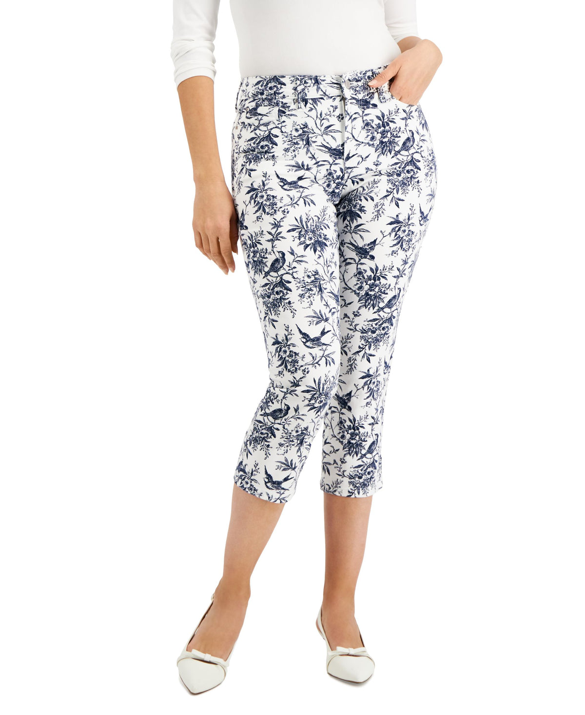 Charter Club Denim Printed Bristol Capri