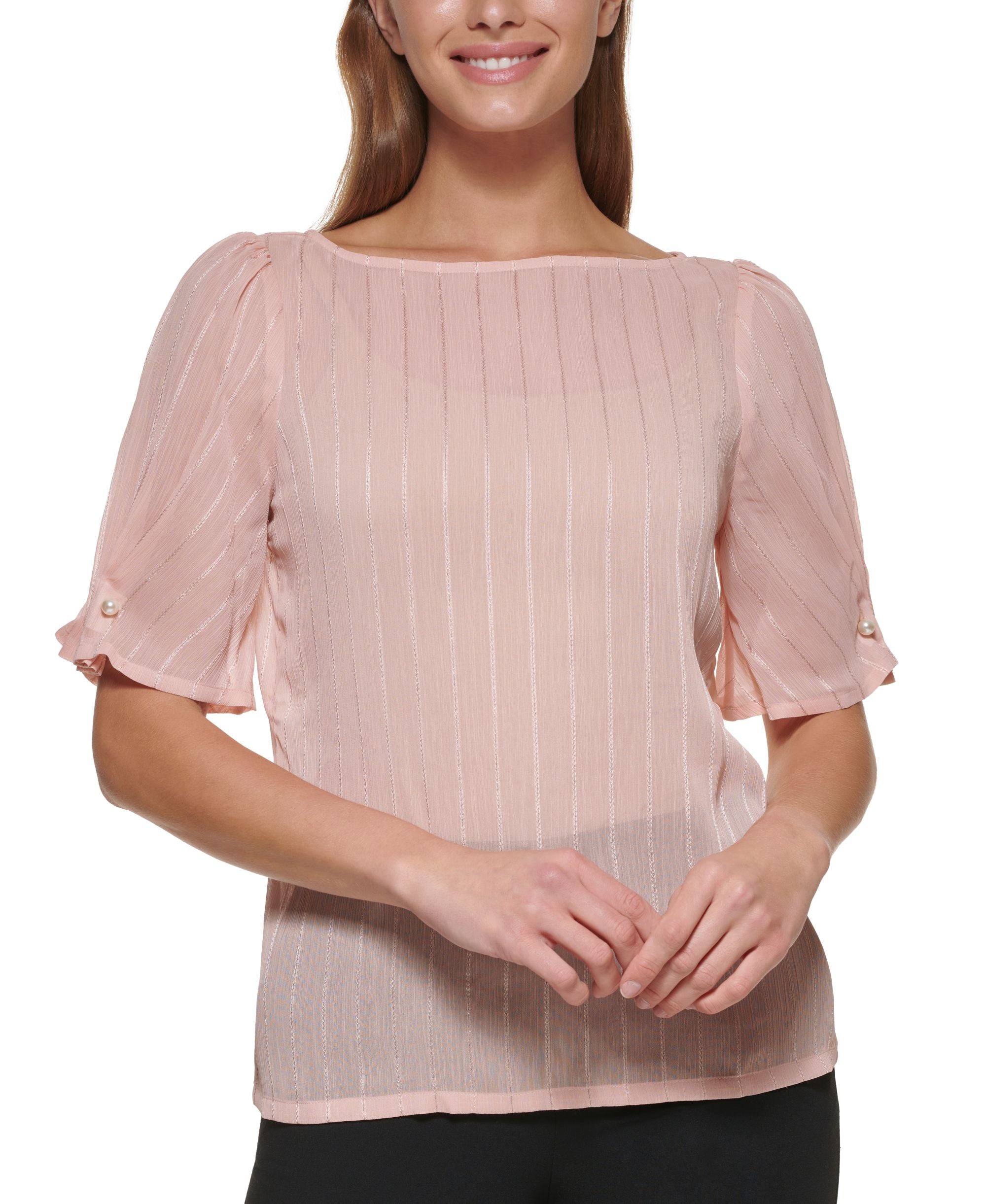DKNY Embellished Elbow Sleeve Top