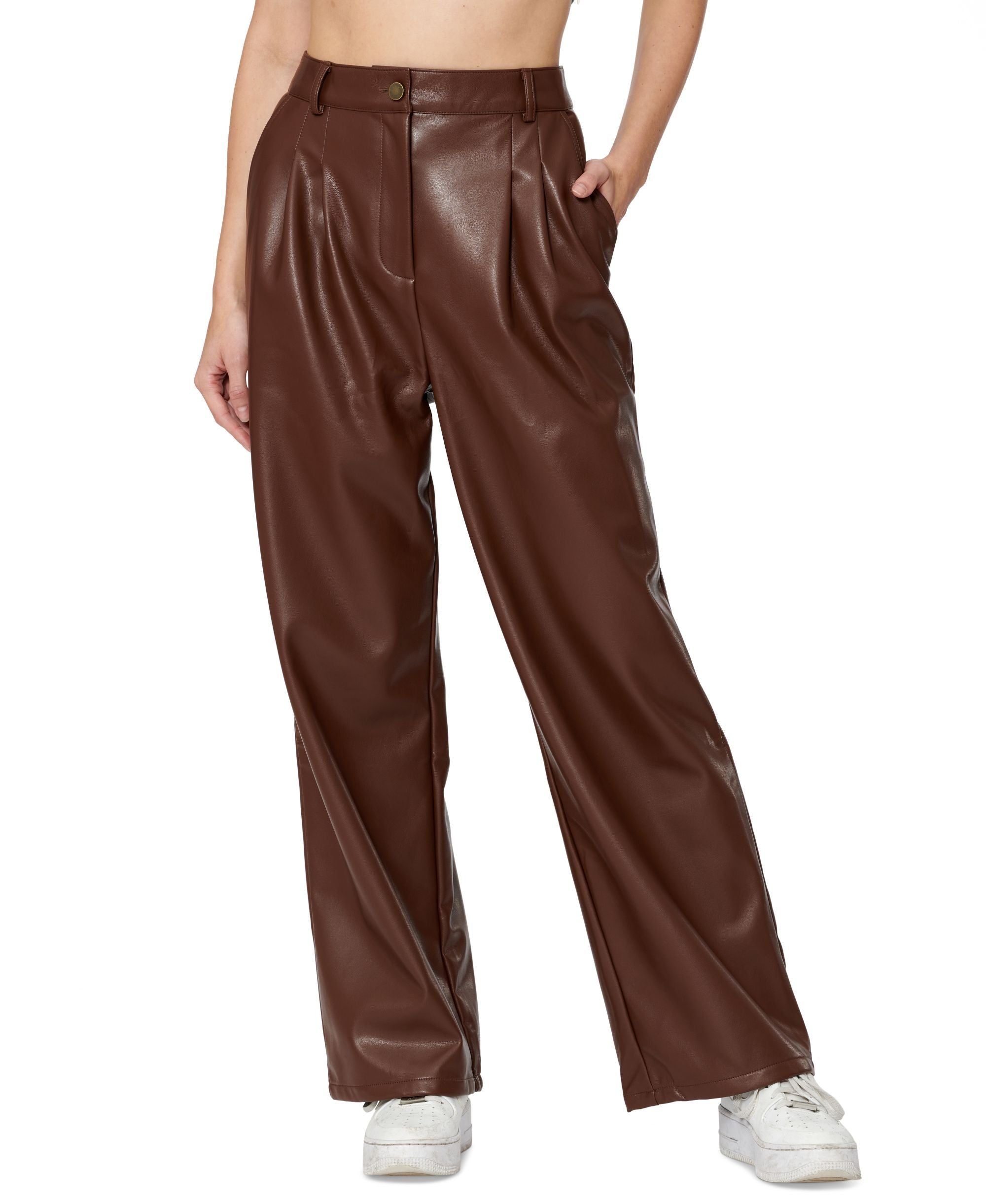 Sofia Richie Pleated Faux Leather Pants