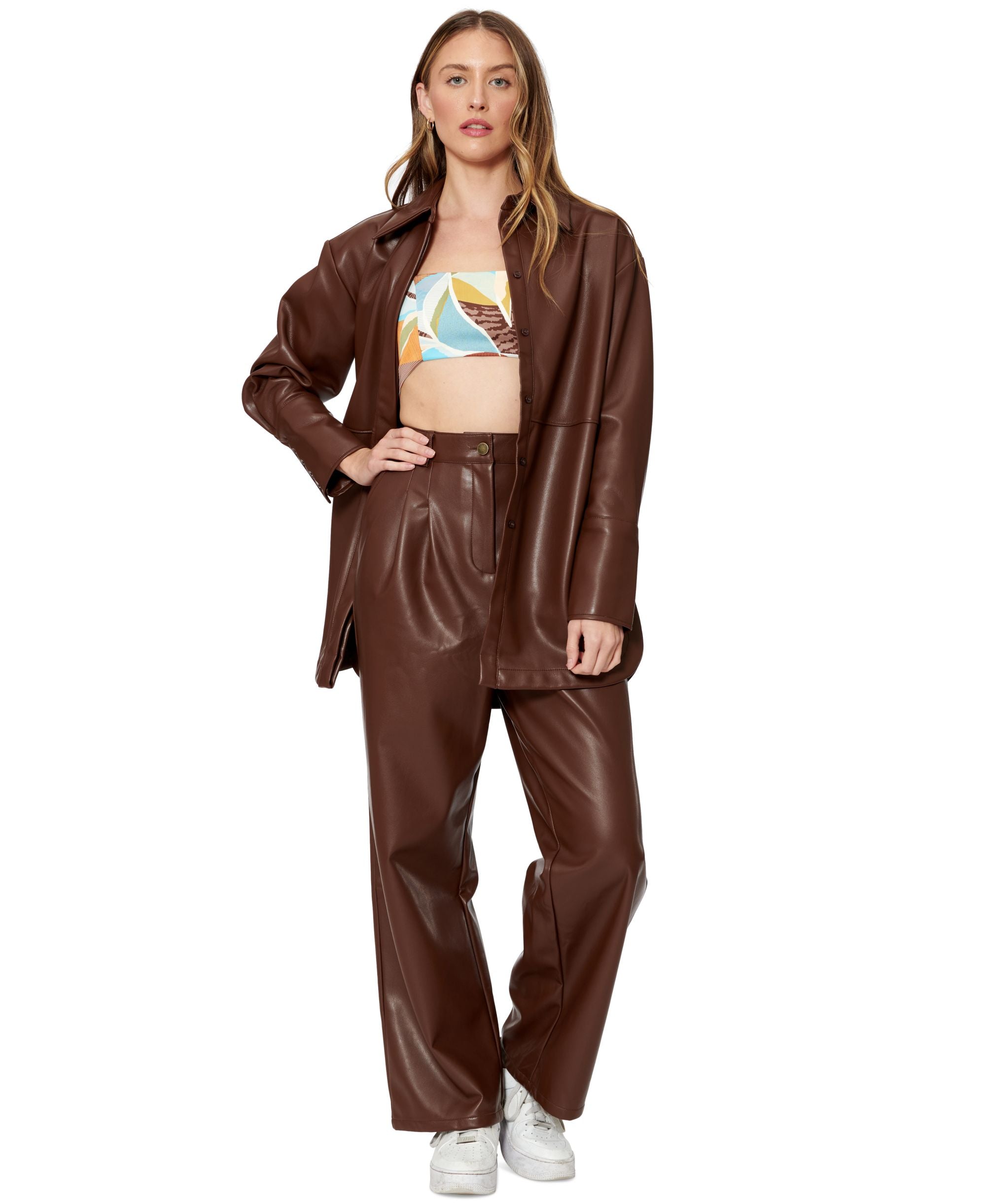 Sofia Richie Faux Leather Shacket