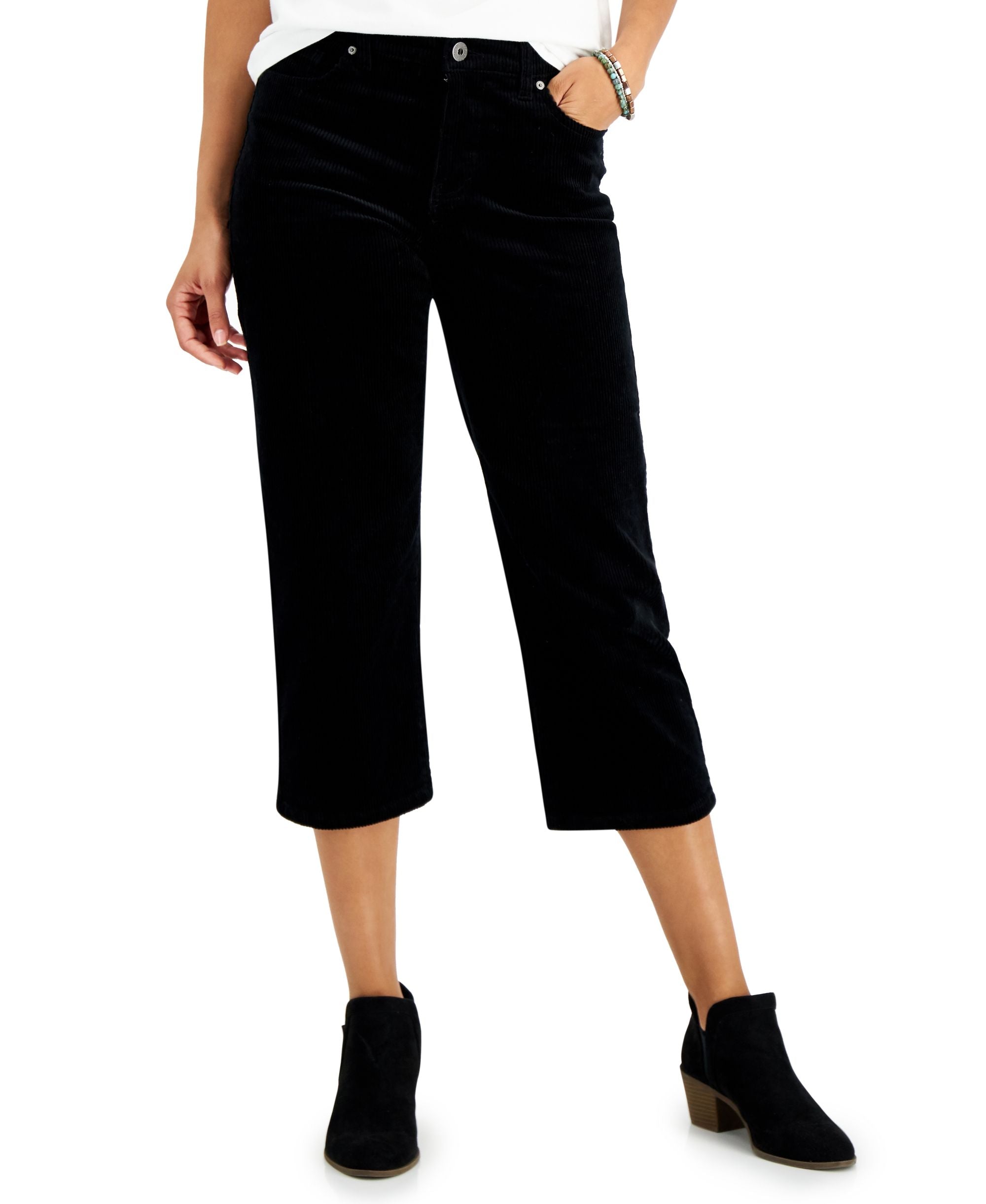 Style & Co Petite Cropped Wide Leg Corduroy Pants