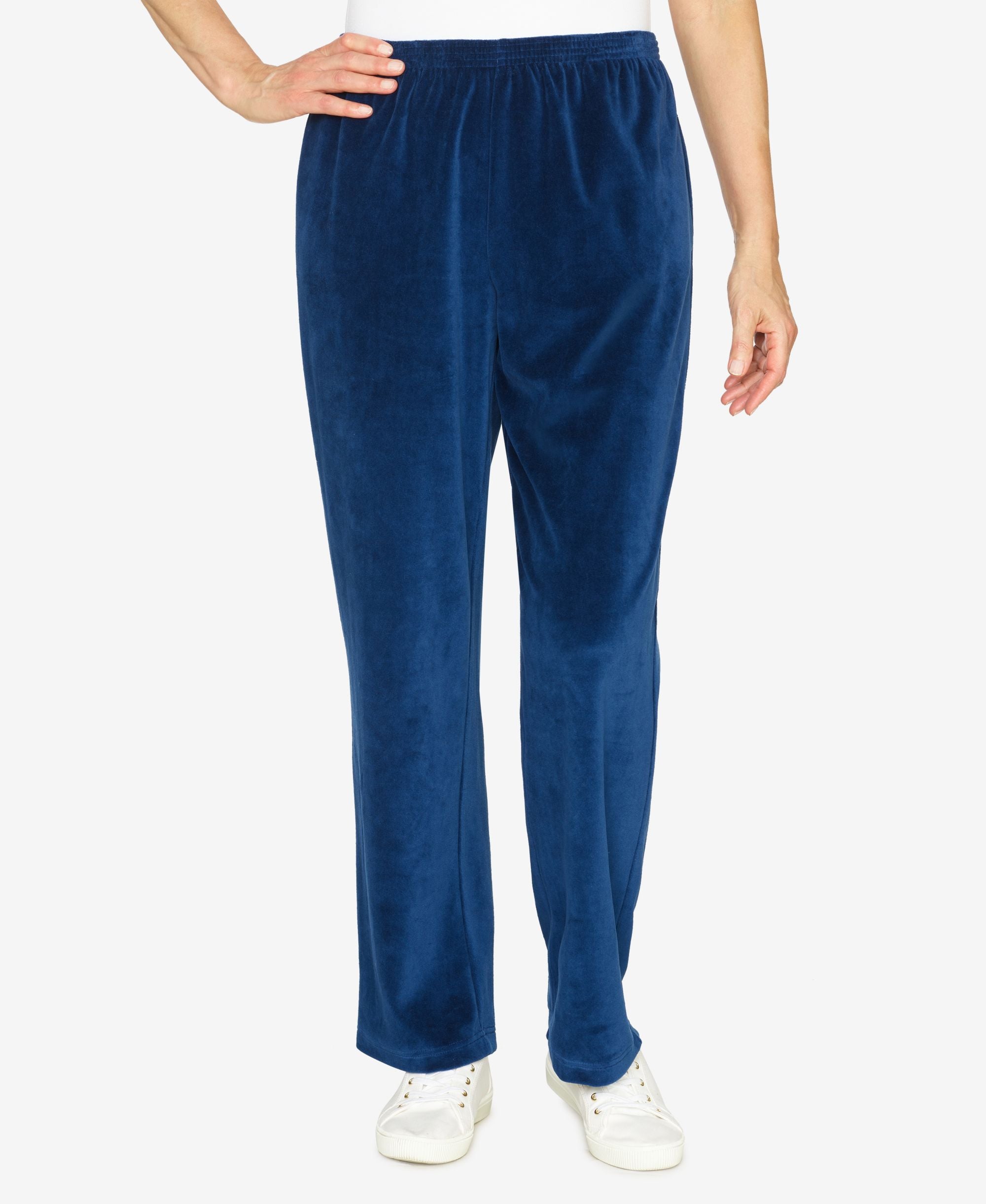 Petite Precious Jewels Velour Straight Leg Average Length Pant