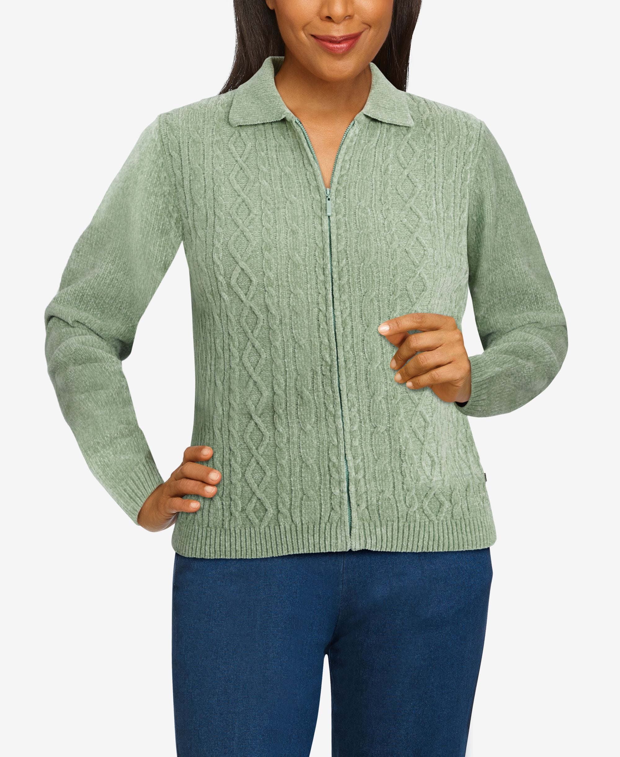 Womens Missy Classics Chenille Cardigan Sweater