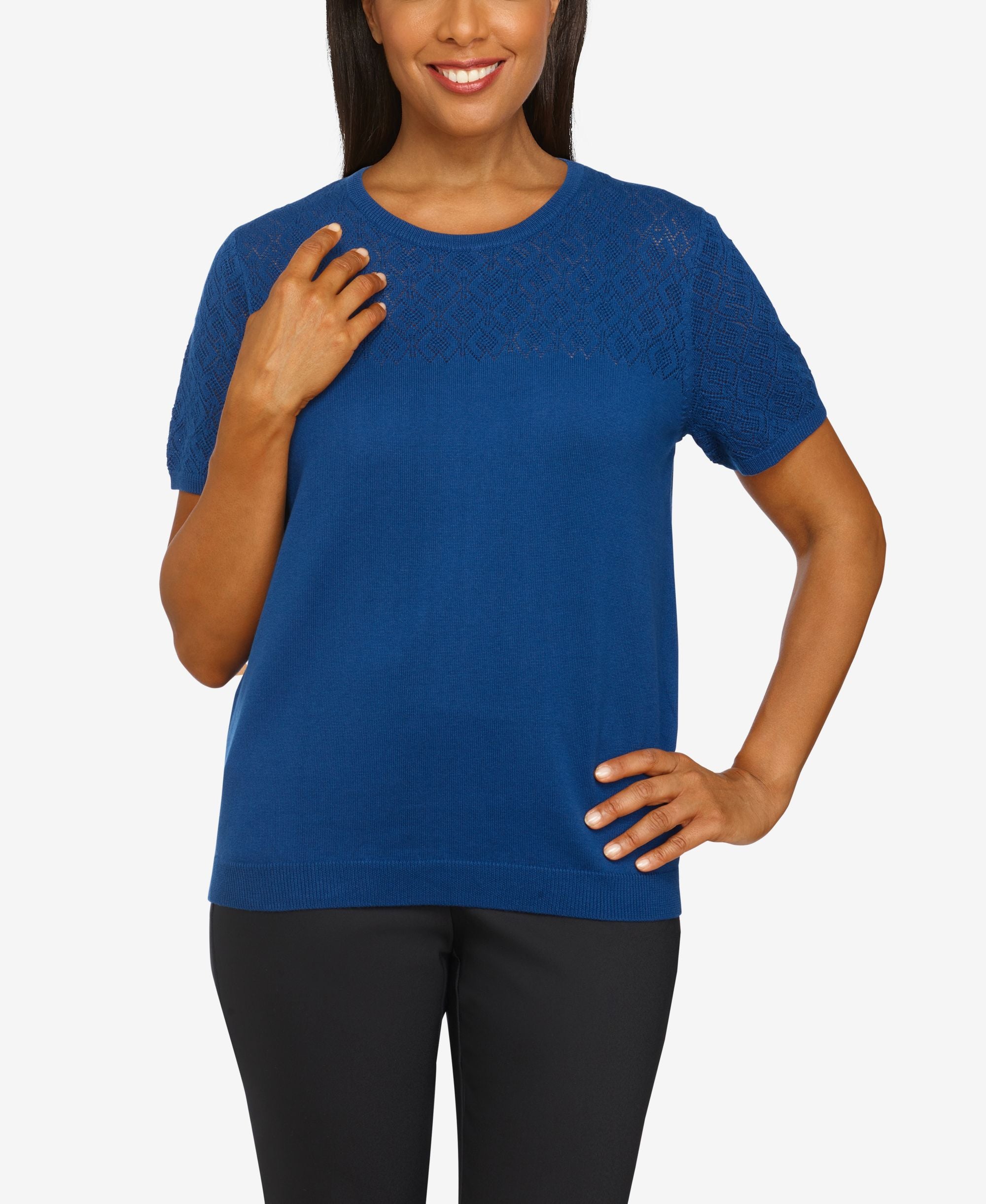 Plus Size Key Items Solid Short Sleeve Sweater