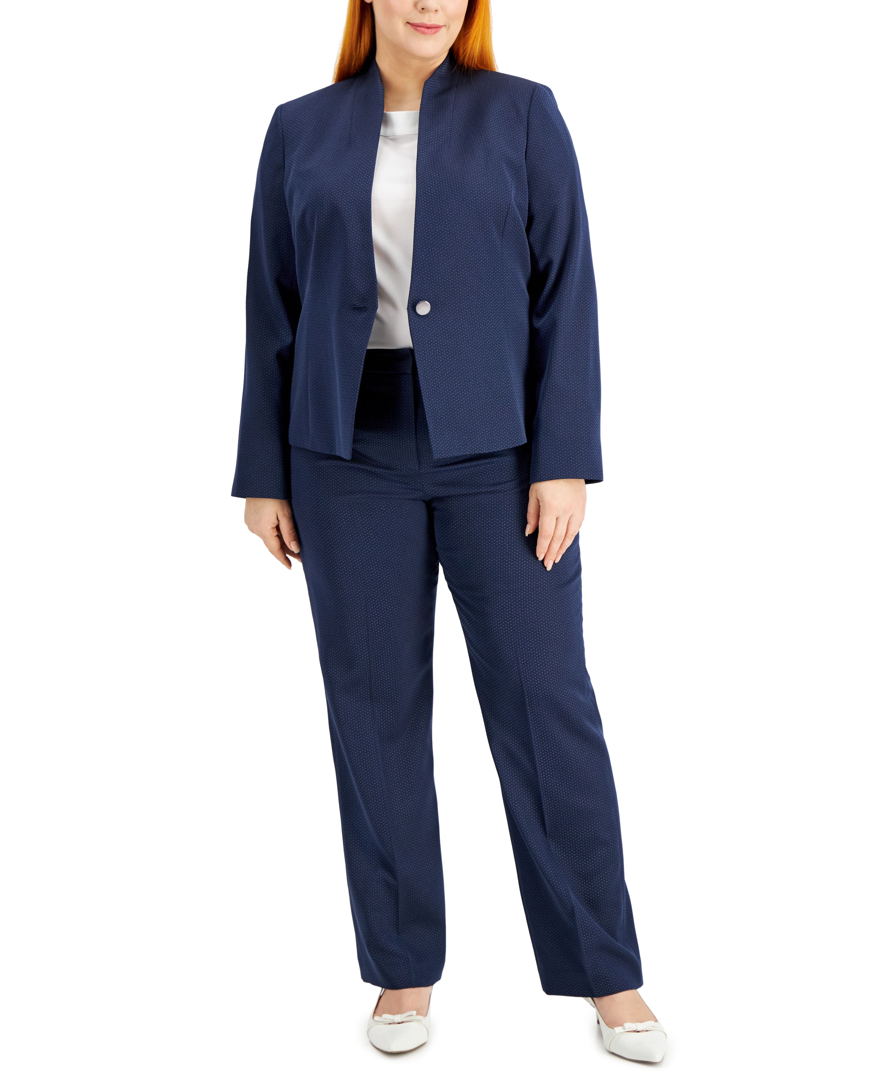 Plus Size Stand-Collar Pantsuit