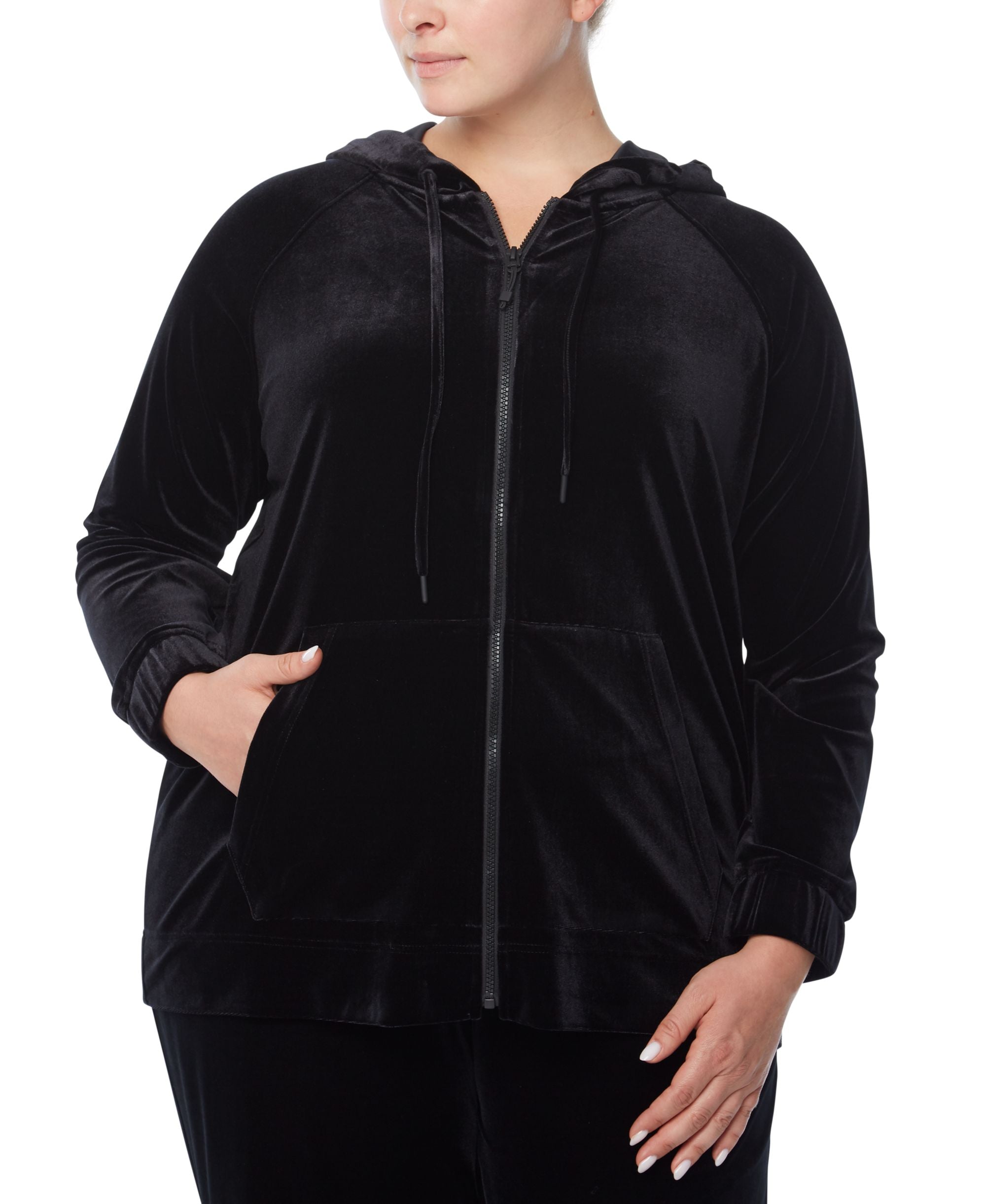Jones New York Plus Size Velour Zippered Hoodie