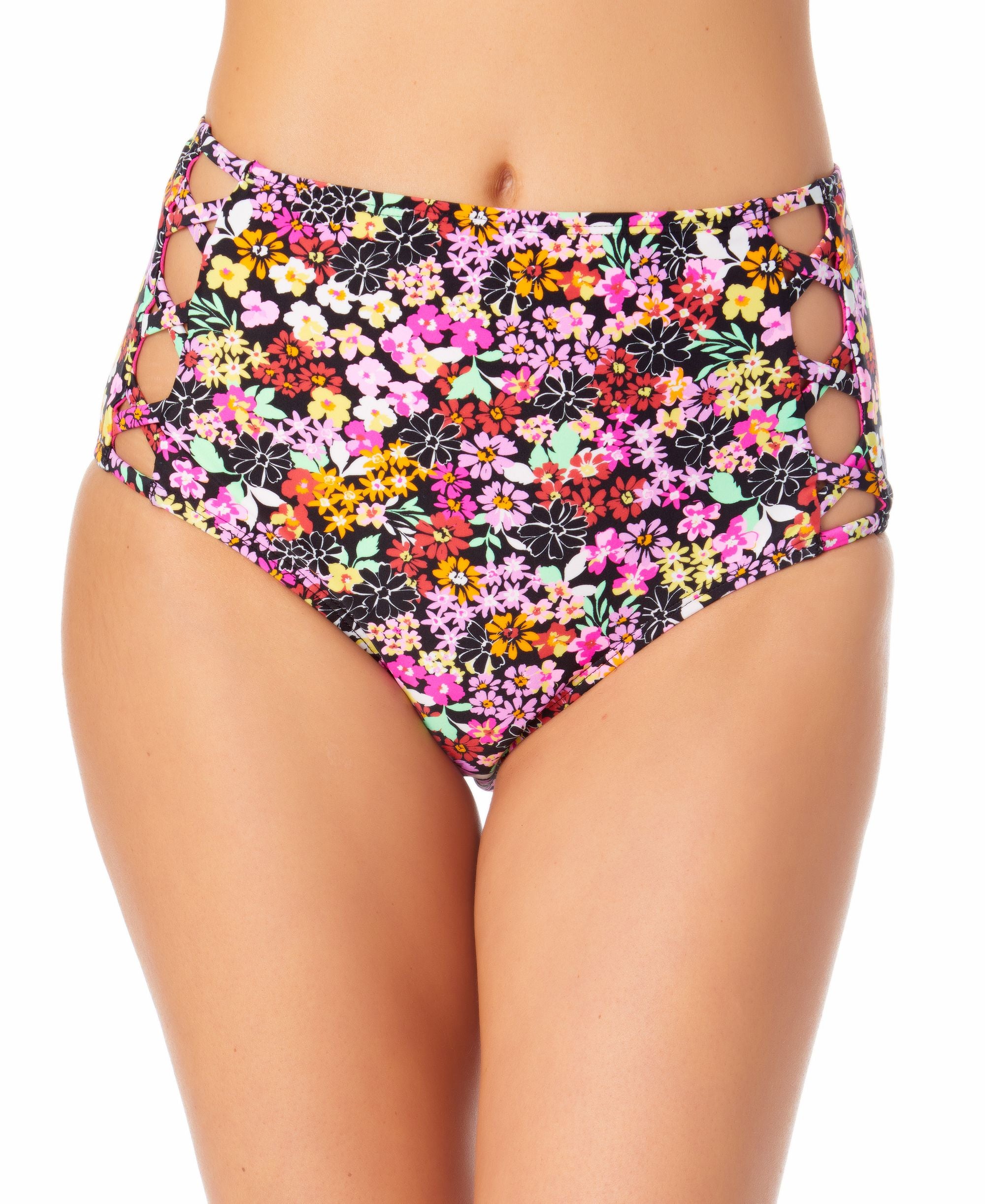 Juniors' High-Rise Strappy-Side Bikini Bottoms