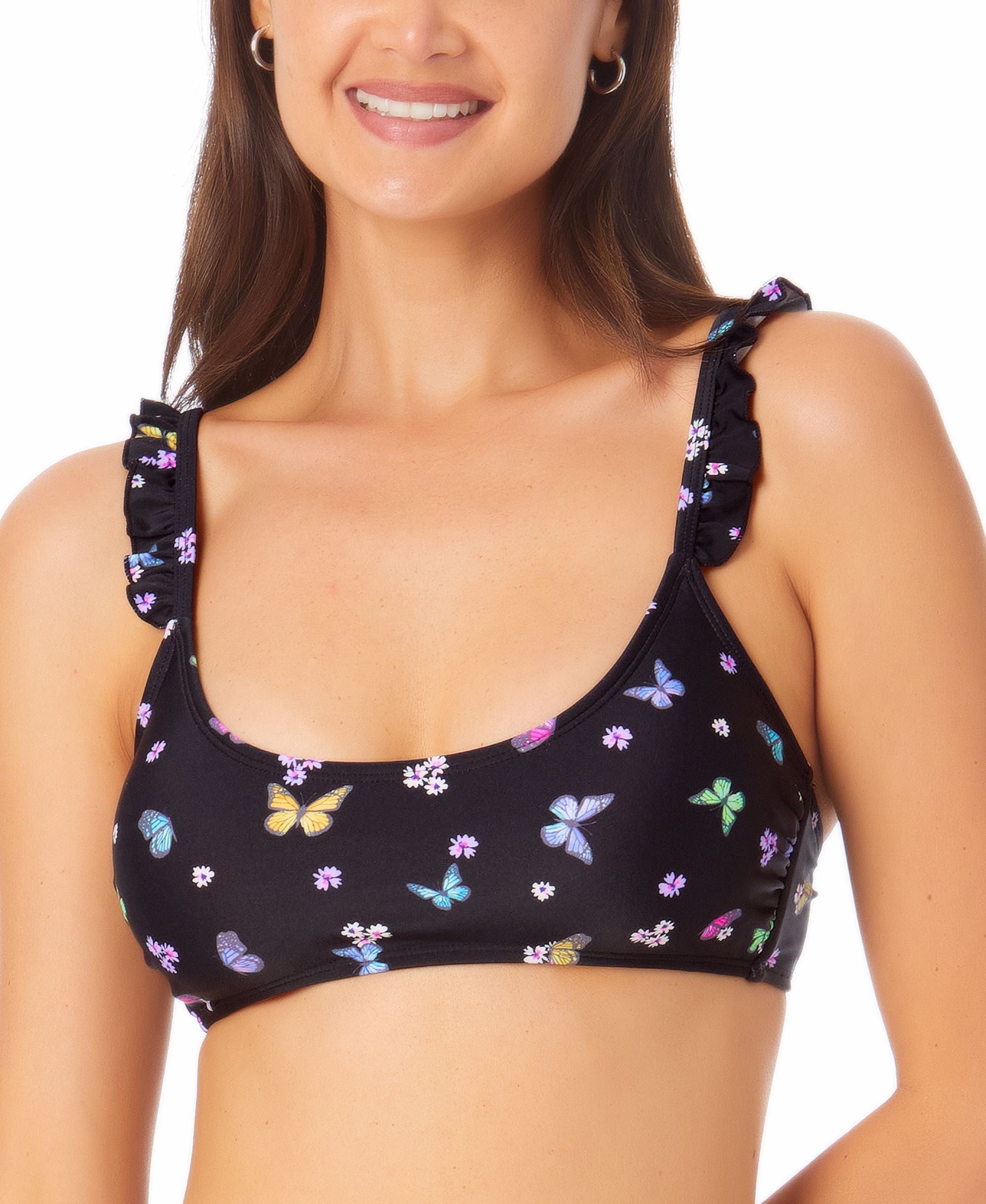 Juniors' Ruffle Bralette Bikini Top