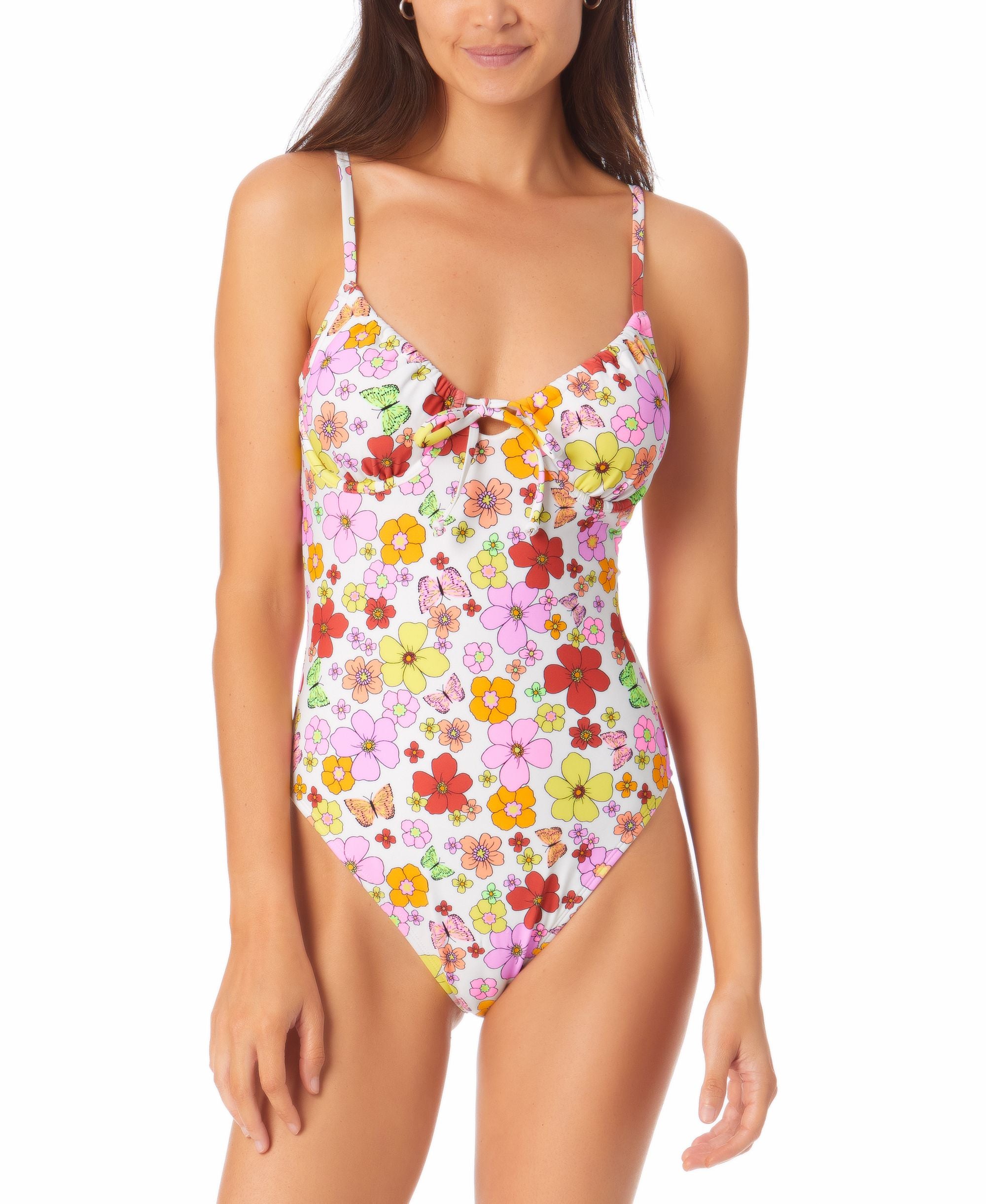 Juniors' Floral-Print Underwire One-Piece Swimsuit